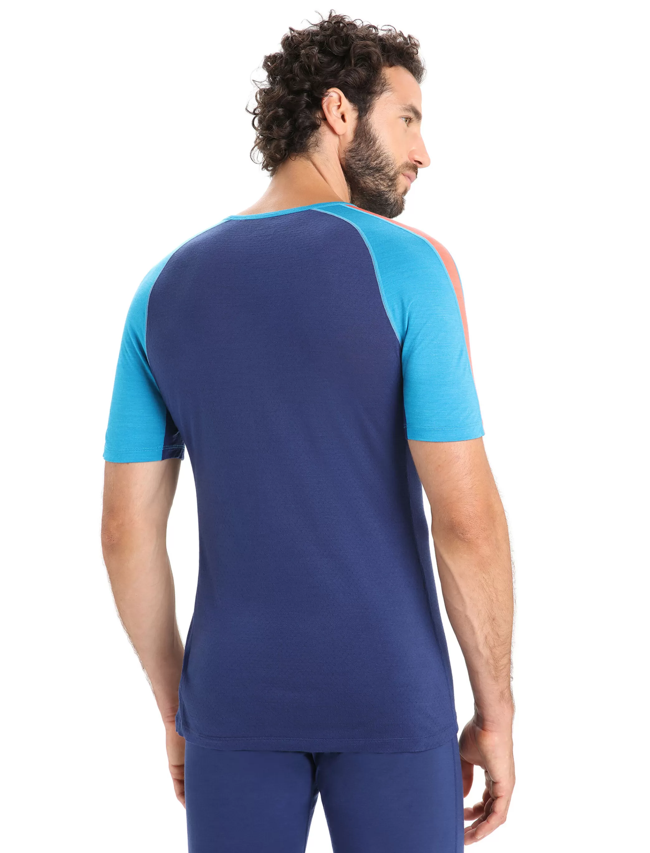 Fashion icebreaker Men'S 125 Zoneknit™ Merino Short Sleeve Crewe Thermal Top Geo Blue/Royal Navy