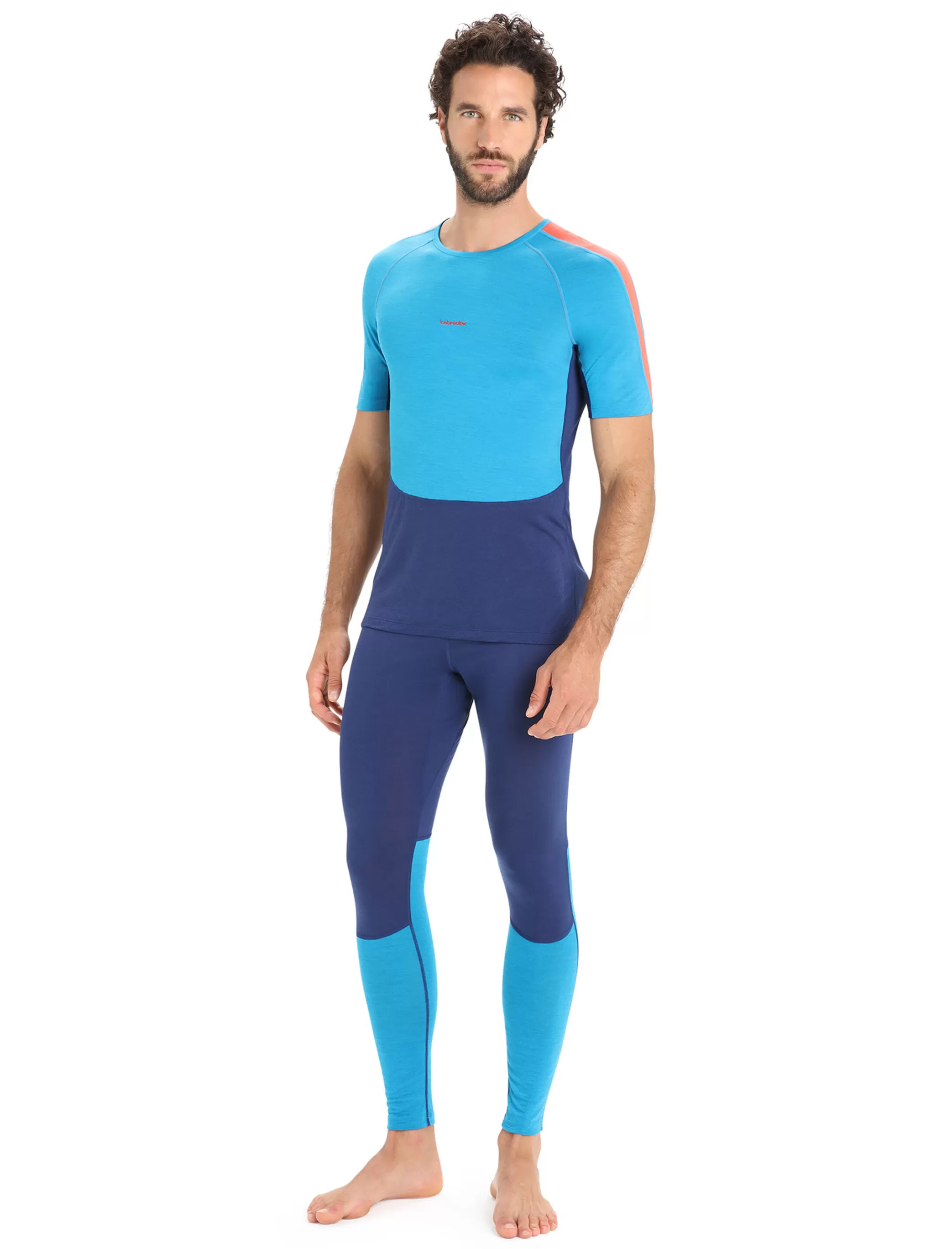 Fashion icebreaker Men'S 125 Zoneknit™ Merino Short Sleeve Crewe Thermal Top Geo Blue/Royal Navy
