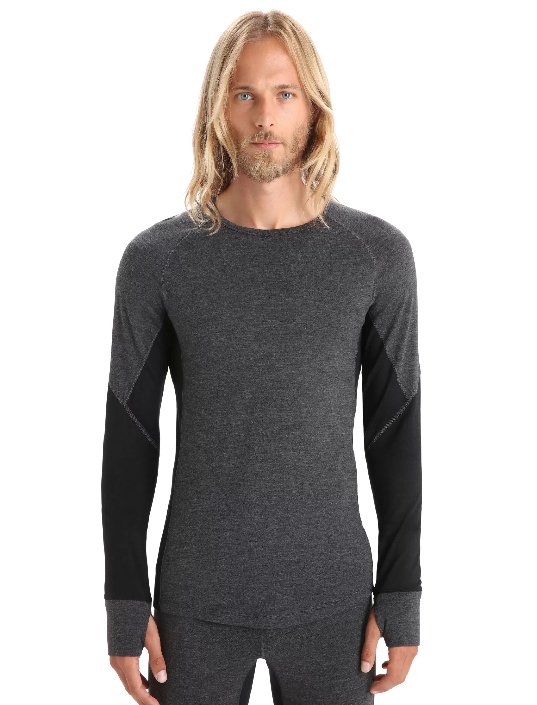 Flash Sale icebreaker Men'S Bodyfitzone™ Merino 260 Zone Long Sleeve Crew Neck Thermal Top Jet Heather/Black