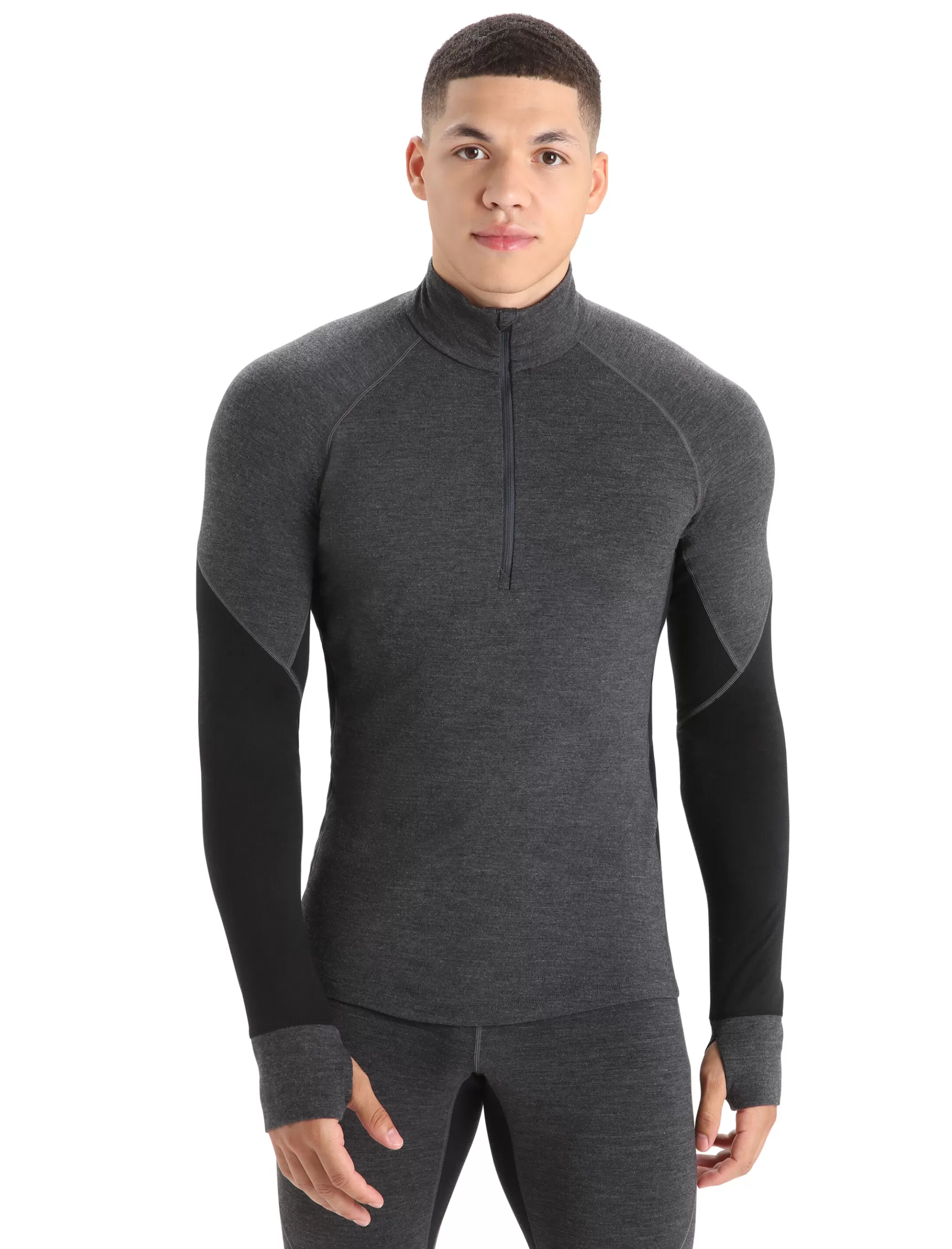Hot icebreaker Men'S Bodyfitzone™ Merino 260 Zone Long Sleeve Half Zip Thermal Top Jet Heather/Black