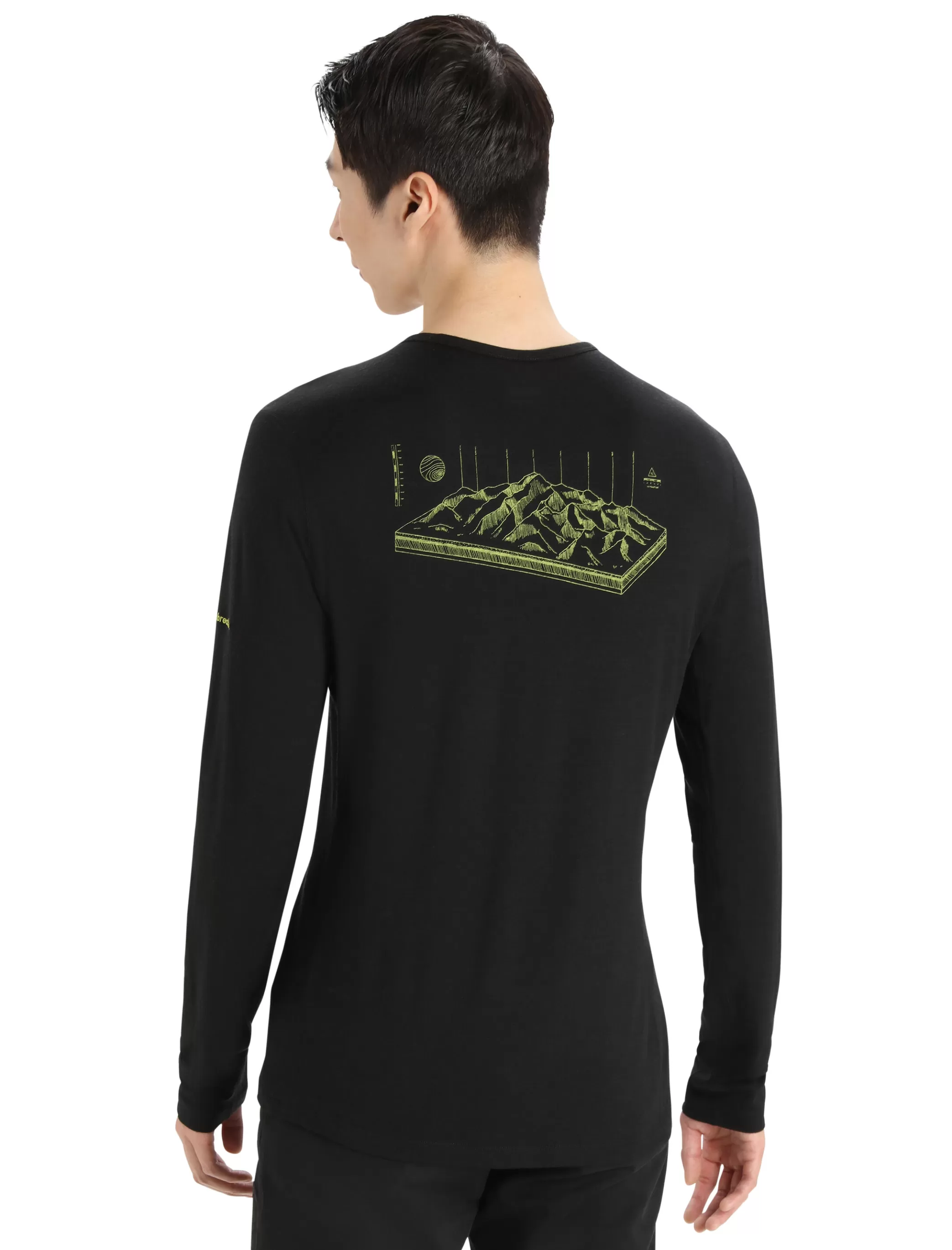 Best Sale icebreaker Men'S Merino 200 Oasis Long Sleeve Crew Neck Thermal Top Alps 3D Black