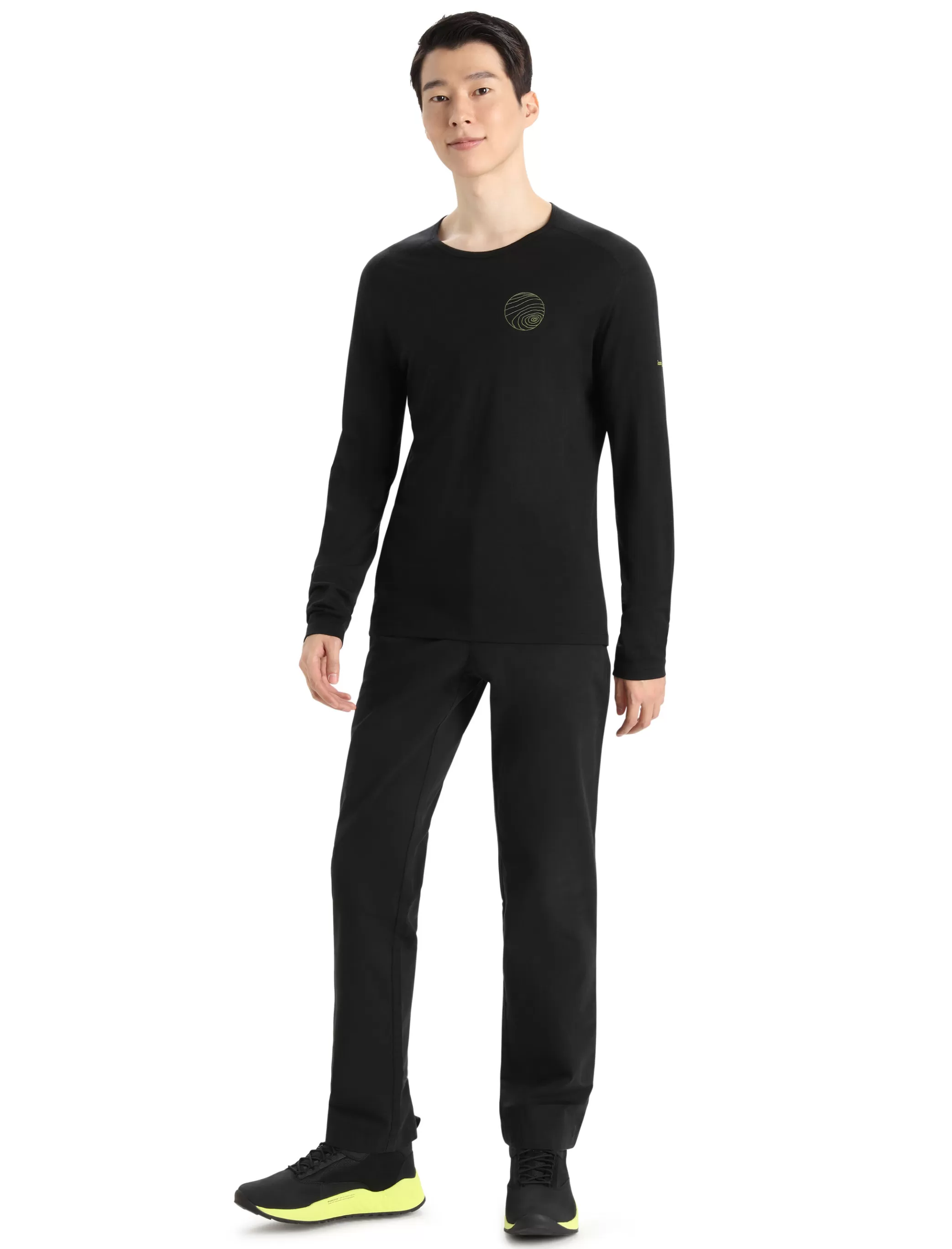 Best Sale icebreaker Men'S Merino 200 Oasis Long Sleeve Crew Neck Thermal Top Alps 3D Black