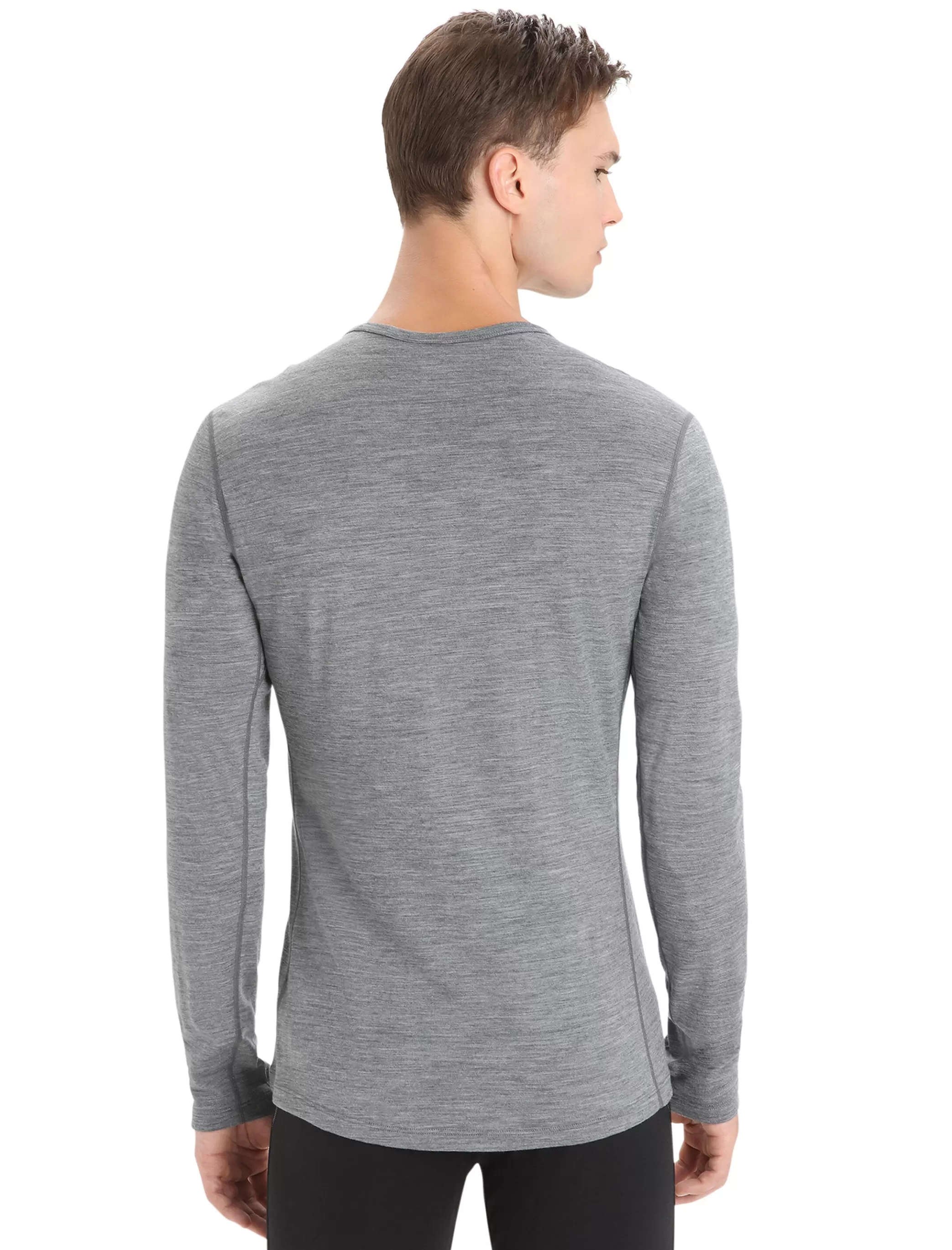 Clearance icebreaker Men'S Merino 200 Oasis Long Sleeve Crew Neck Thermal Top Ski Stripes Gritstone Heather