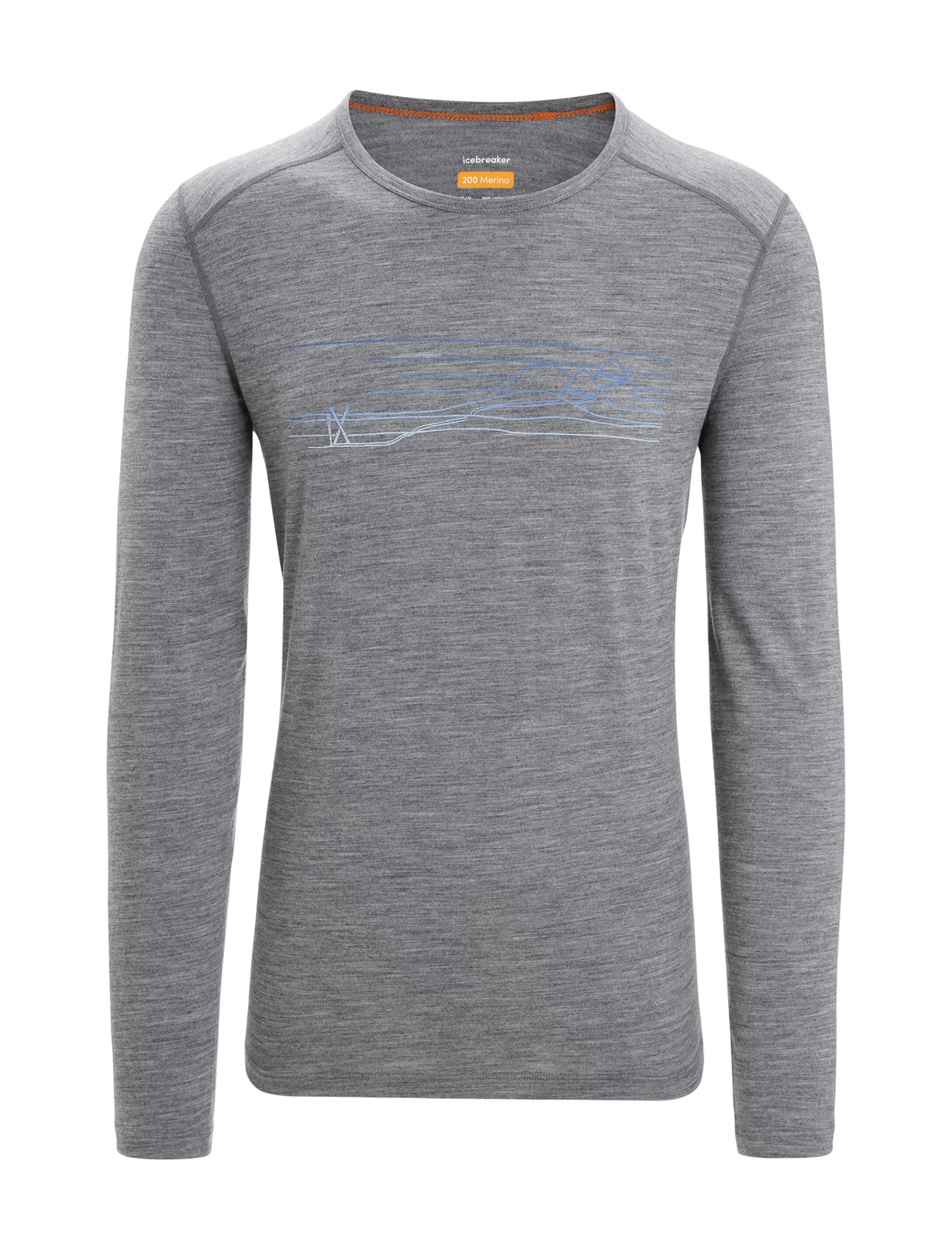 Clearance icebreaker Men'S Merino 200 Oasis Long Sleeve Crew Neck Thermal Top Ski Stripes Gritstone Heather