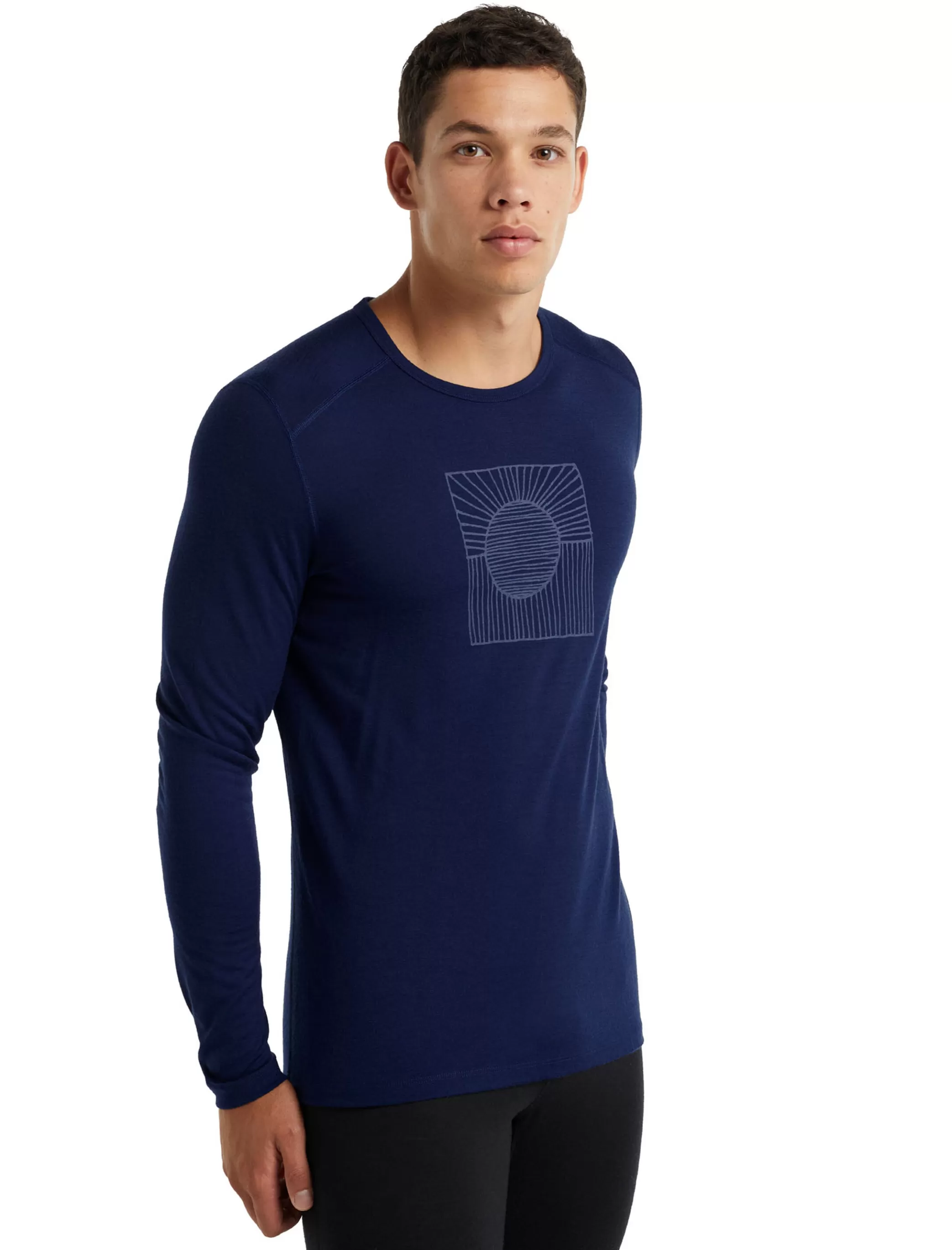 Store icebreaker Men'S Merino 200 Oasis Long Sleeve Crewe Thermal Top Solar Royal Navy
