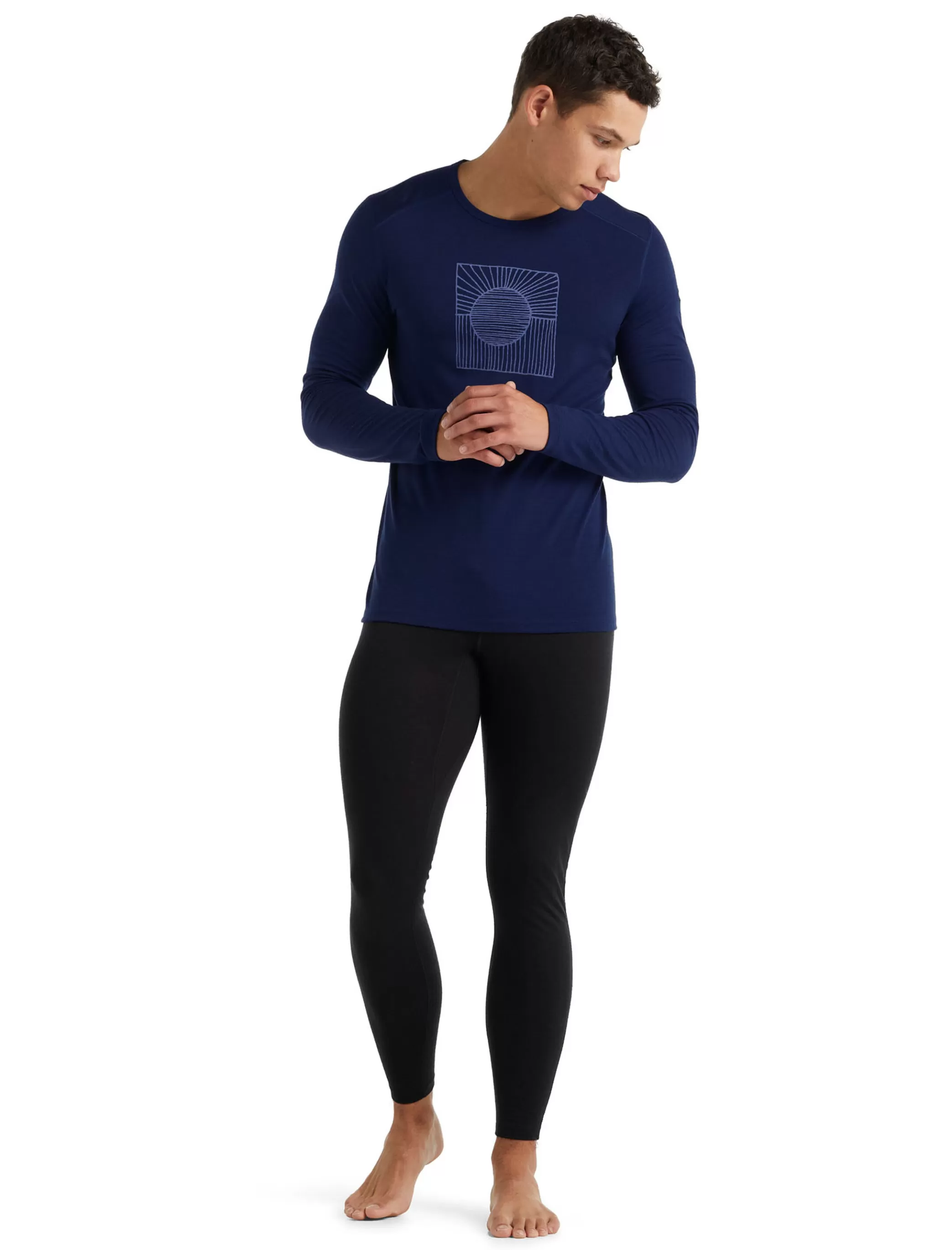 Store icebreaker Men'S Merino 200 Oasis Long Sleeve Crewe Thermal Top Solar Royal Navy