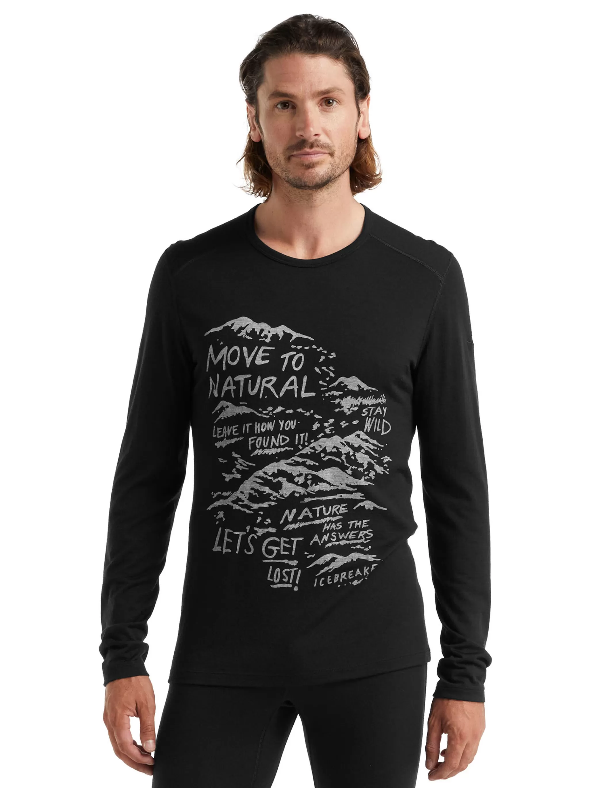 Online icebreaker Men'S Merino 200 Oasis Long Sleeve Crewe Thermal Top Travel Diaries Black