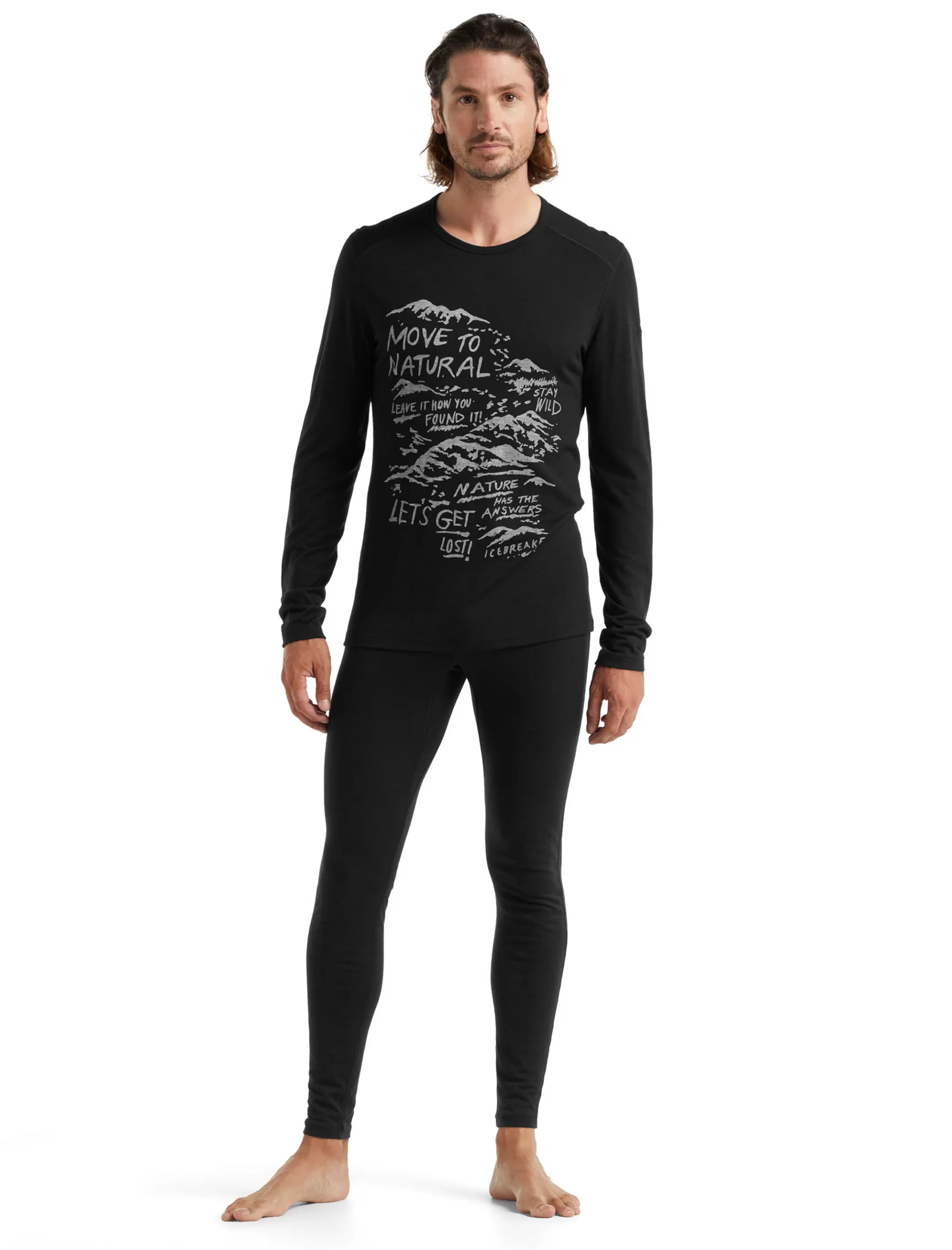 Online icebreaker Men'S Merino 200 Oasis Long Sleeve Crewe Thermal Top Travel Diaries Black