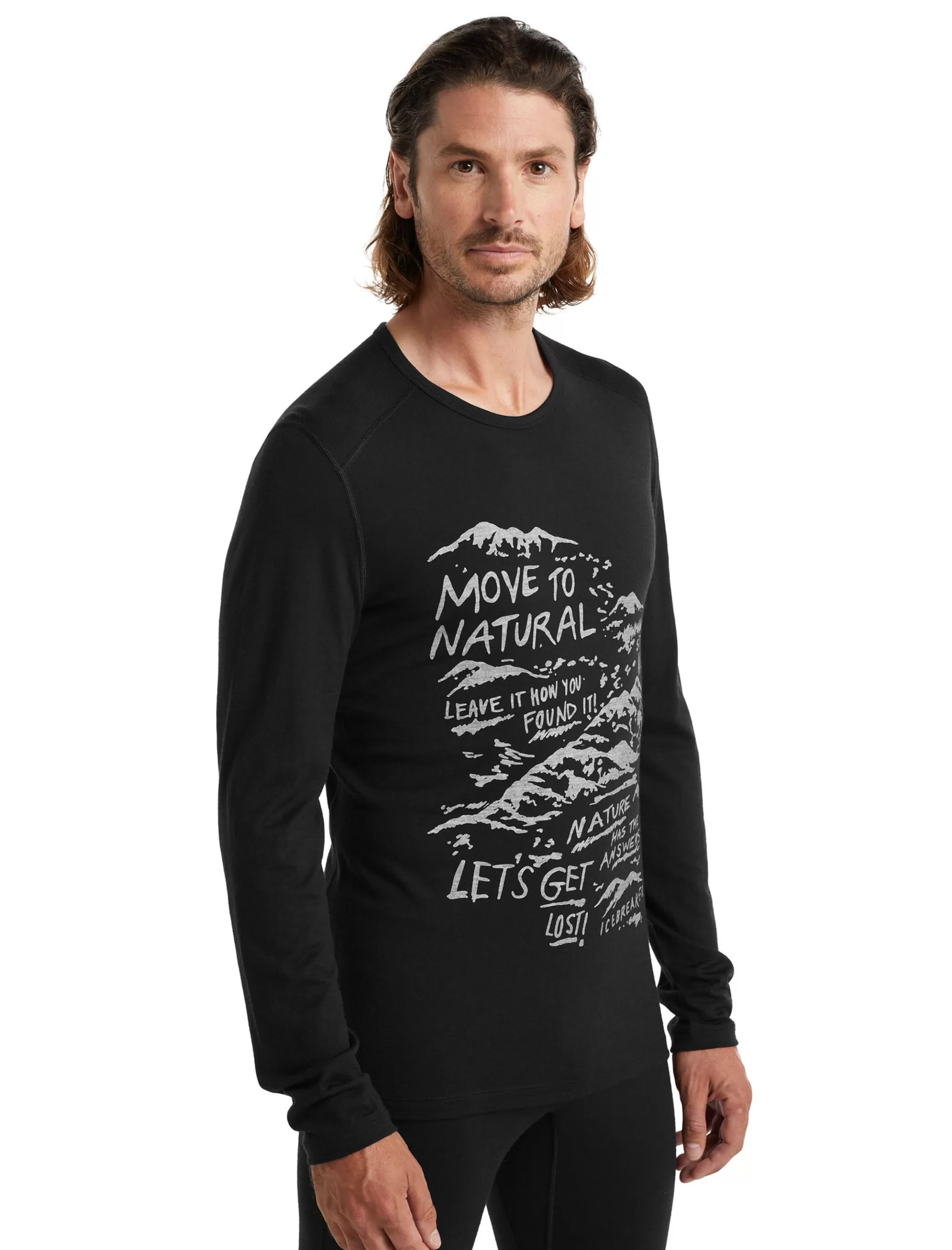 Online icebreaker Men'S Merino 200 Oasis Long Sleeve Crewe Thermal Top Travel Diaries Black