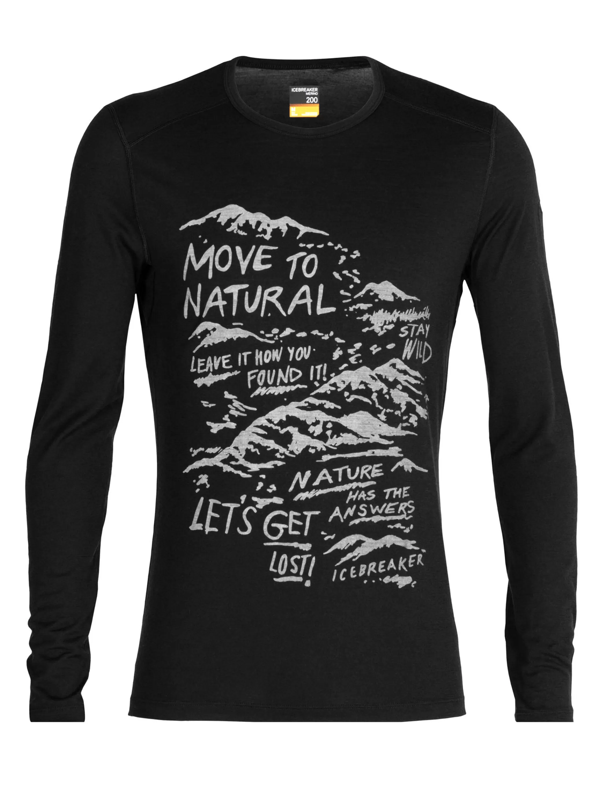 Online icebreaker Men'S Merino 200 Oasis Long Sleeve Crewe Thermal Top Travel Diaries Black