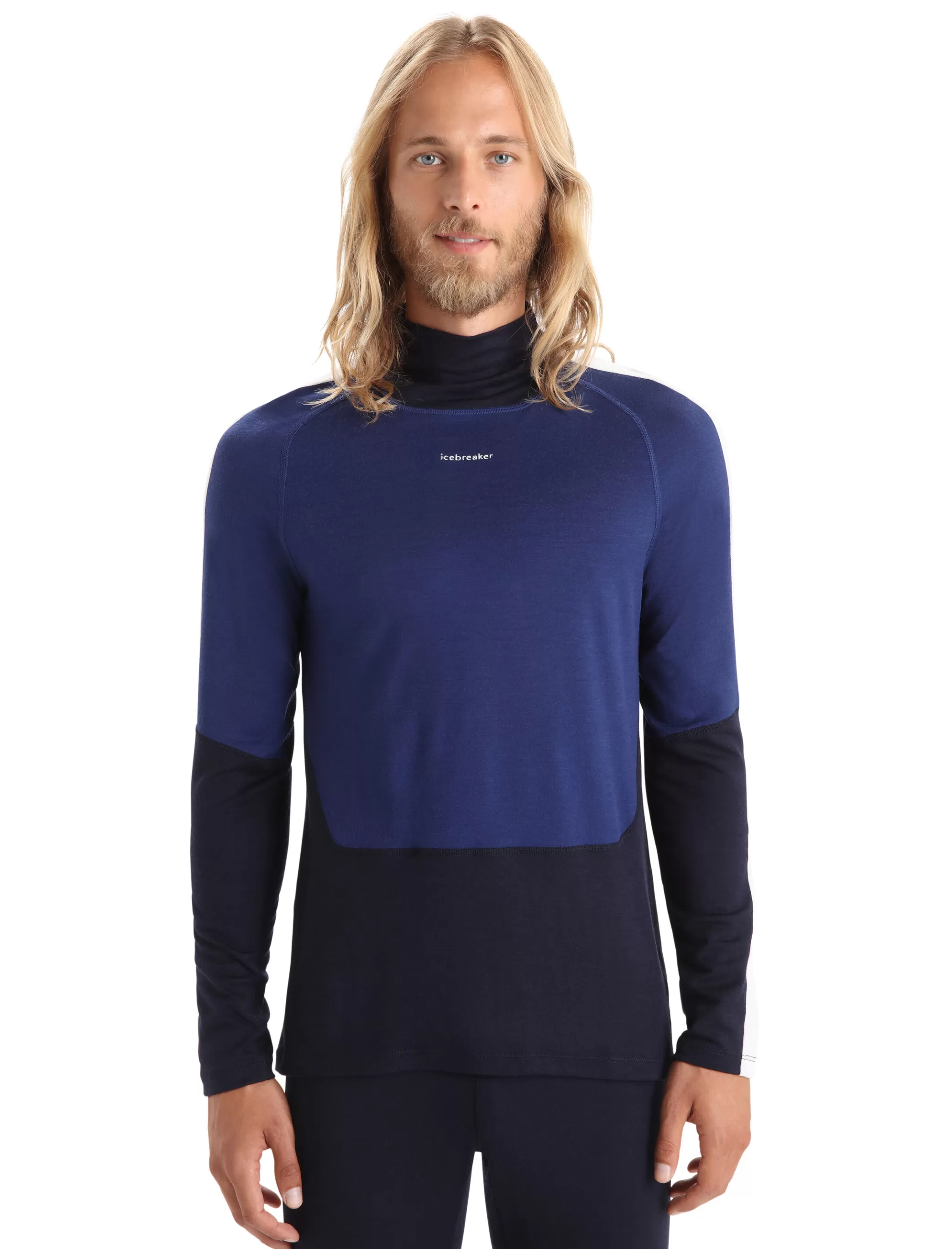Clearance icebreaker Men'S Merino 200 Sonebula Long Sleeve High Neck Thermal Top Midnight Navy/Royal Navy