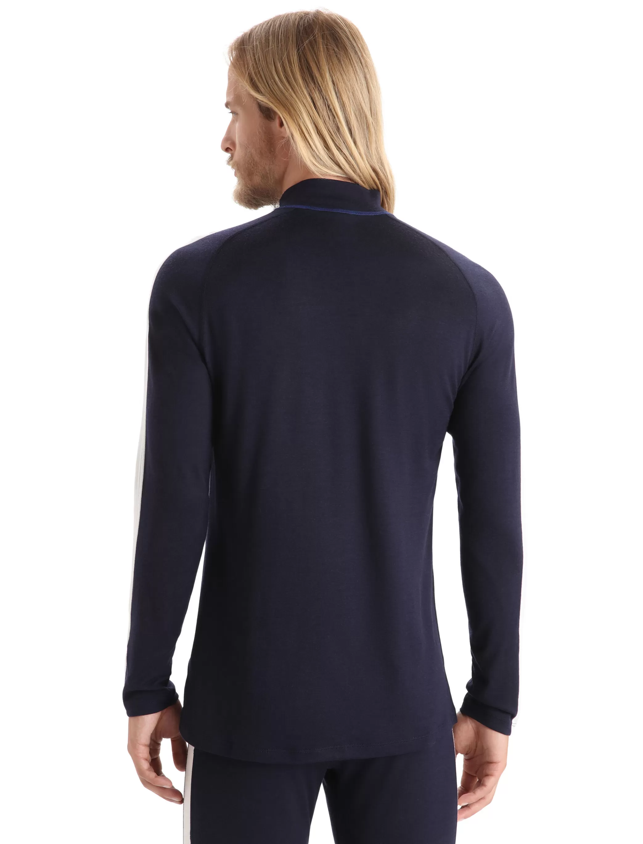 Clearance icebreaker Men'S Merino 200 Sonebula Long Sleeve High Neck Thermal Top Midnight Navy/Royal Navy
