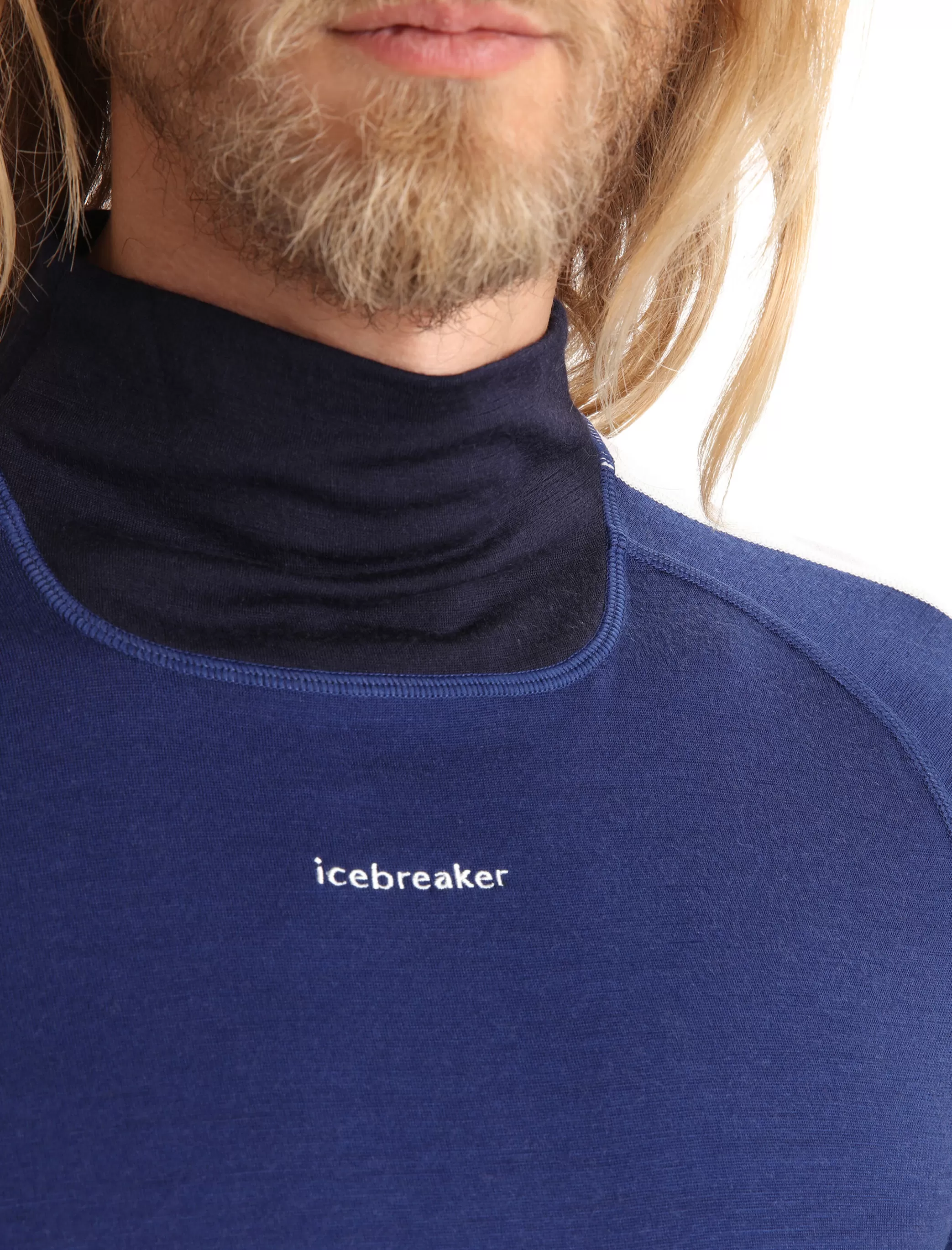Clearance icebreaker Men'S Merino 200 Sonebula Long Sleeve High Neck Thermal Top Midnight Navy/Royal Navy