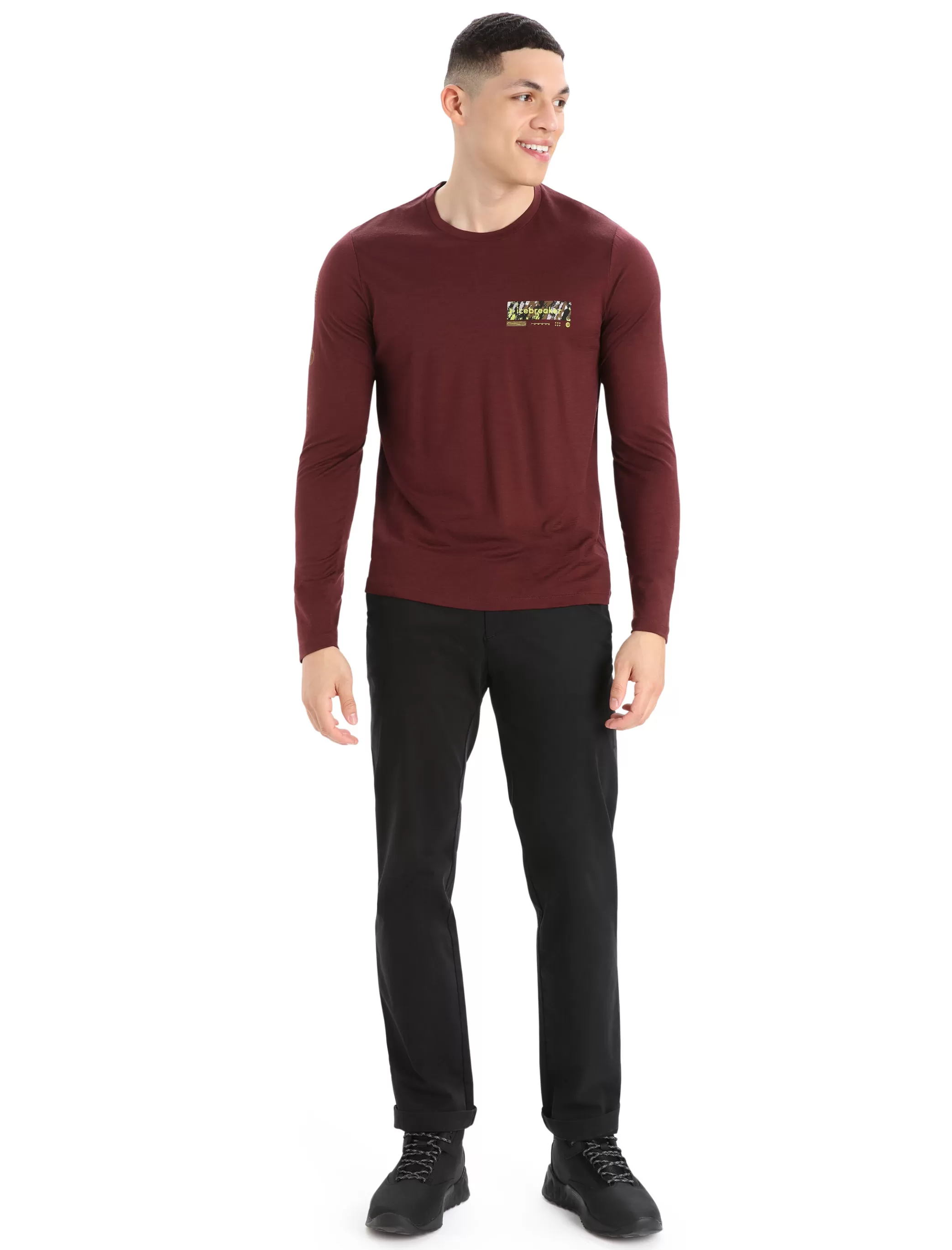 Clearance icebreaker Men'S Merino Tech Lite Ii Long Sleeve Tee Summit Tread Espresso
