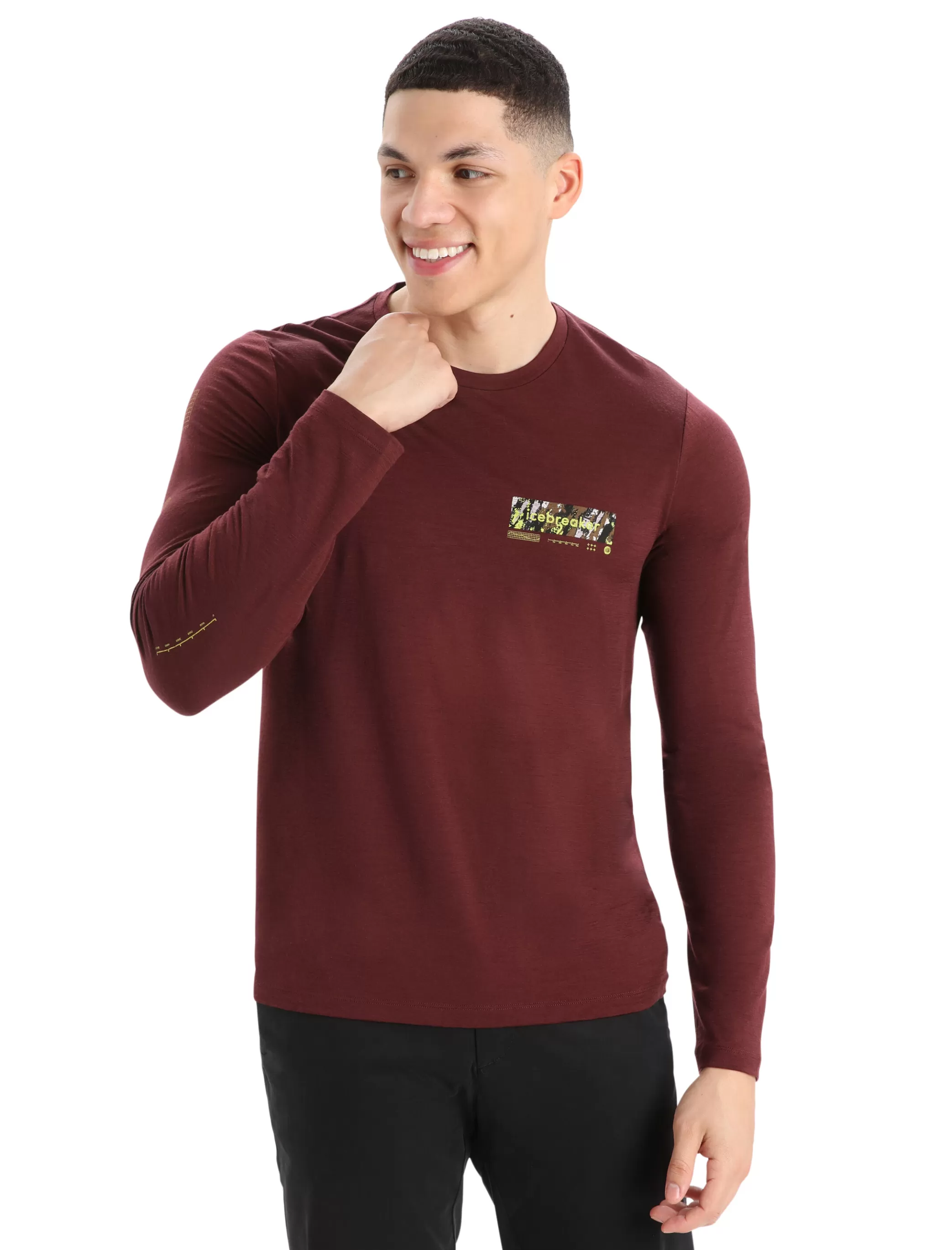 Clearance icebreaker Men'S Merino Tech Lite Ii Long Sleeve Tee Summit Tread Espresso