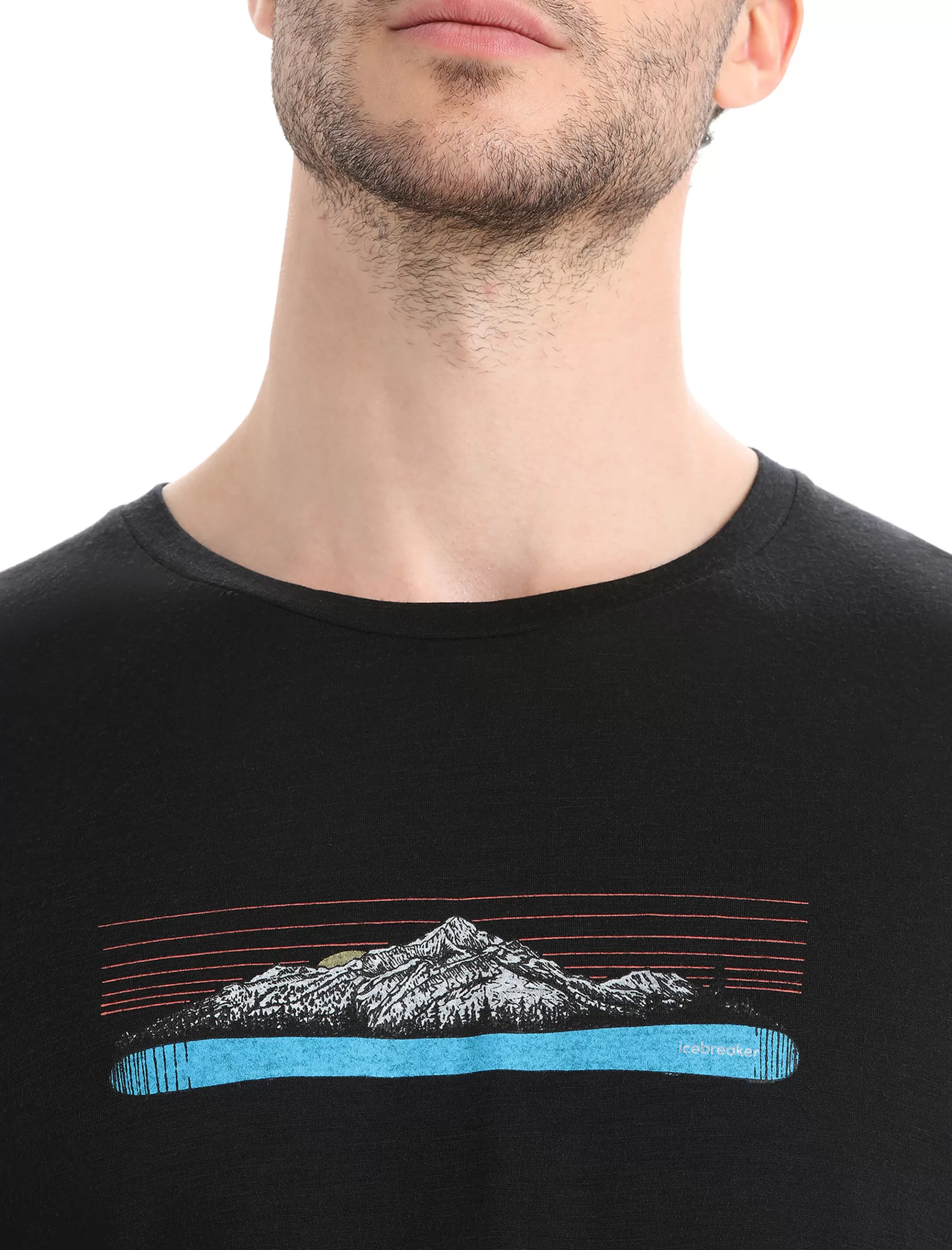Sale icebreaker Men'S Merino Tech Lite Ii Long Sleeve T-Shirt Ski Fields Black