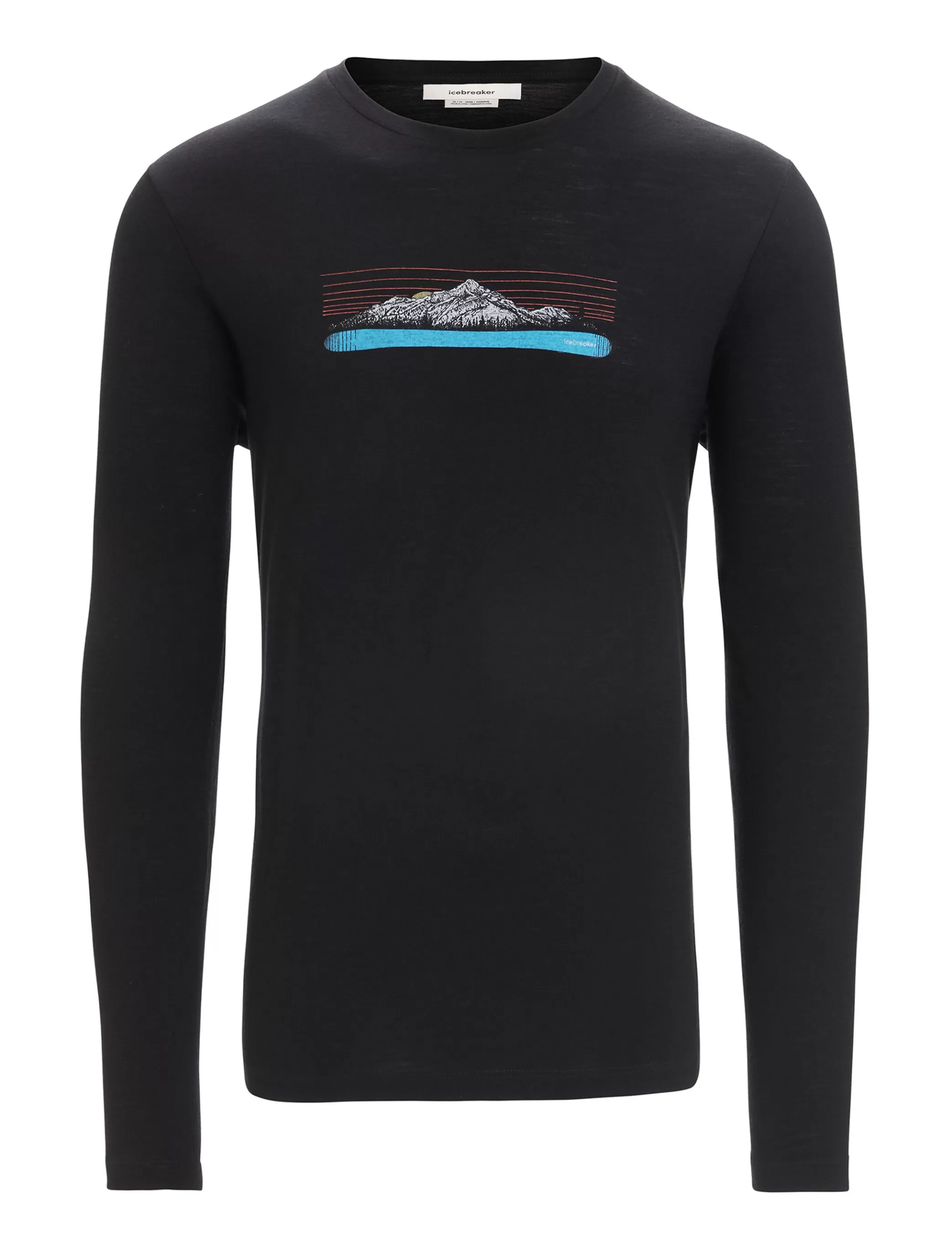 Sale icebreaker Men'S Merino Tech Lite Ii Long Sleeve T-Shirt Ski Fields Black