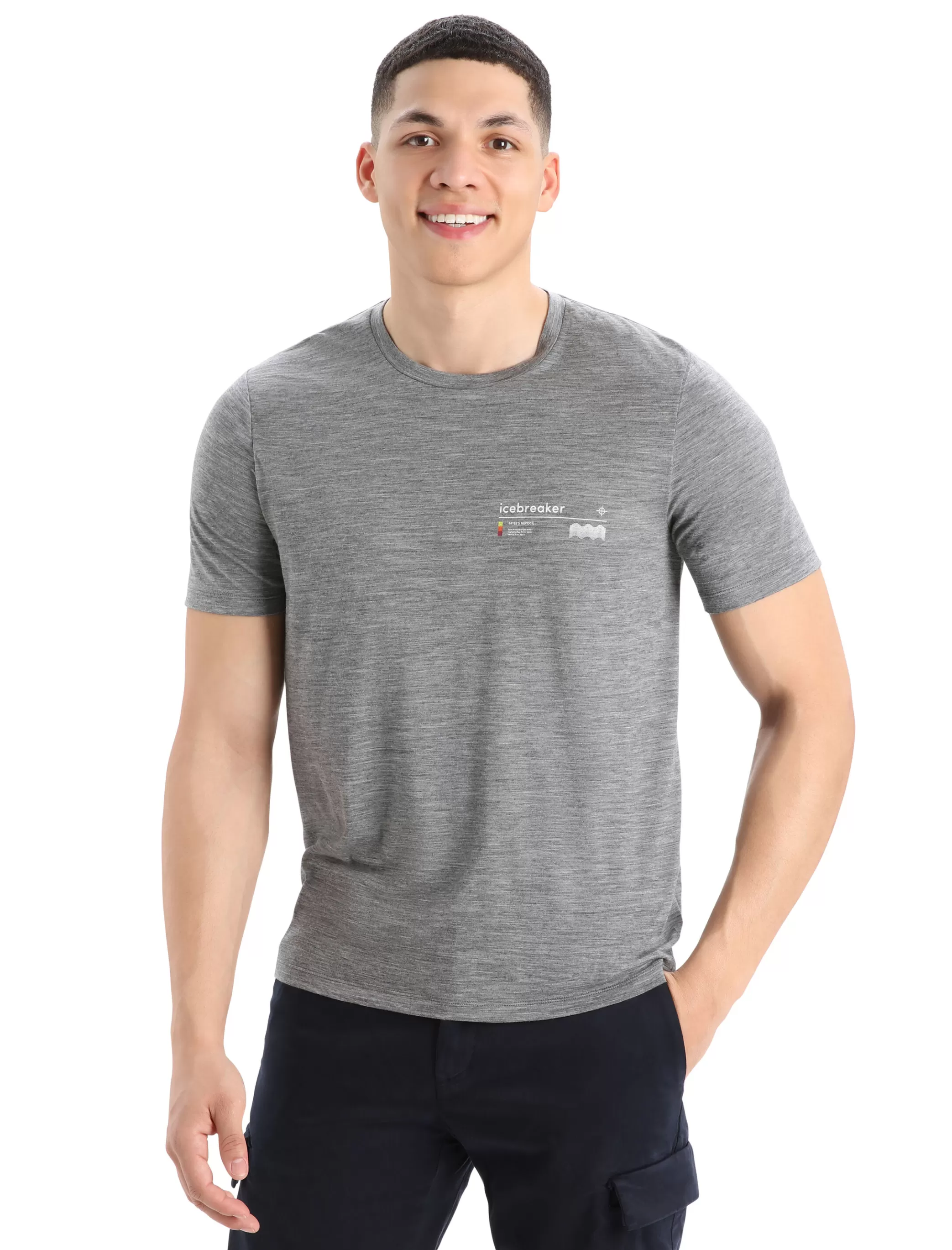 New icebreaker Men'S Merino Tech Lite Ii Short Sleeve Tee Alpine Zone Gritstone Heather