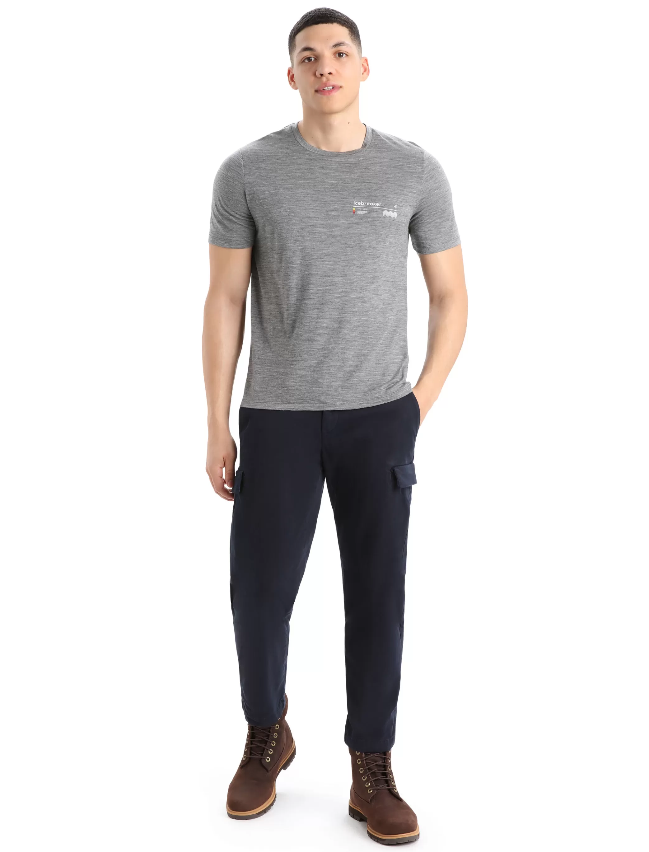 New icebreaker Men'S Merino Tech Lite Ii Short Sleeve Tee Alpine Zone Gritstone Heather