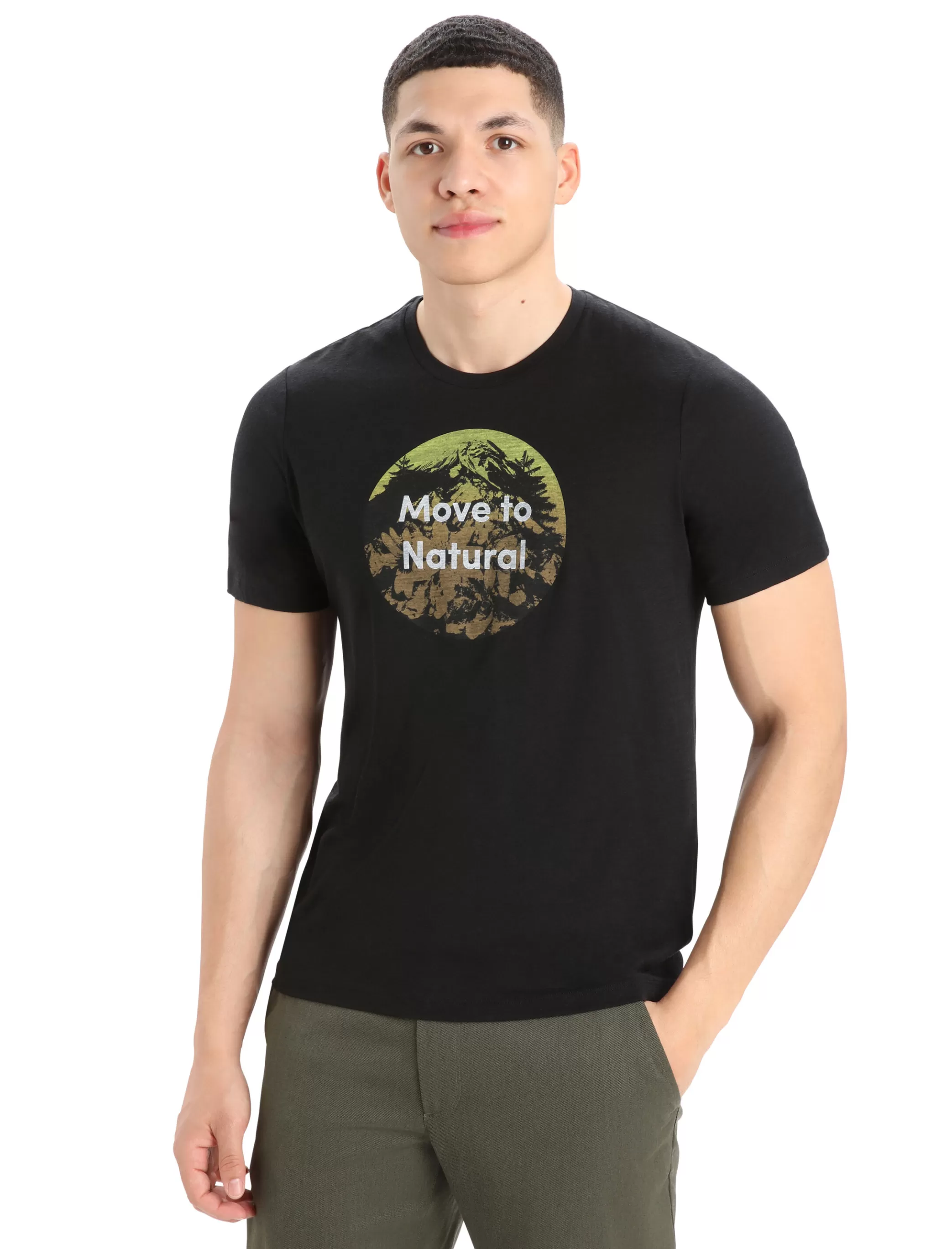 Shop icebreaker Men'S Merino Tech Lite Ii Short Sleeve Tee Natural Alps Black