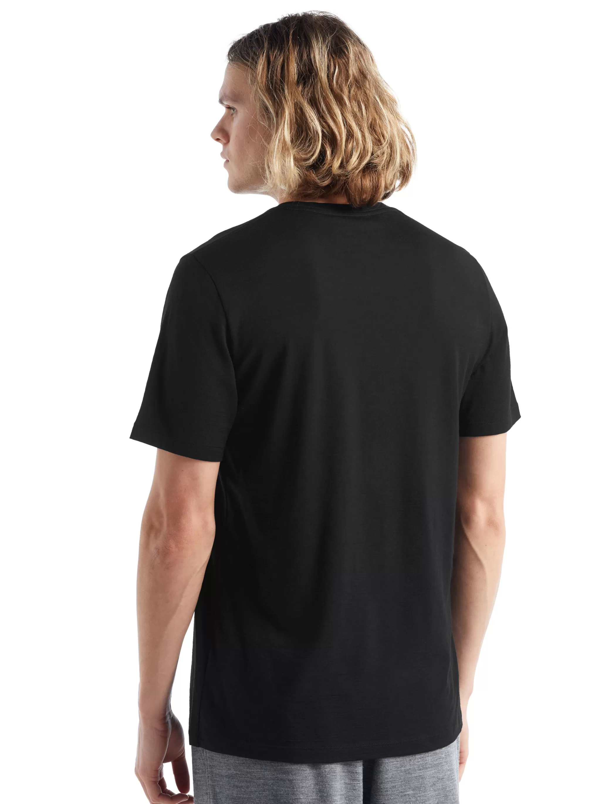 Shop icebreaker Men'S Merino Tech Lite Ii Short Sleeve T-Shirt Canopy Camper Black
