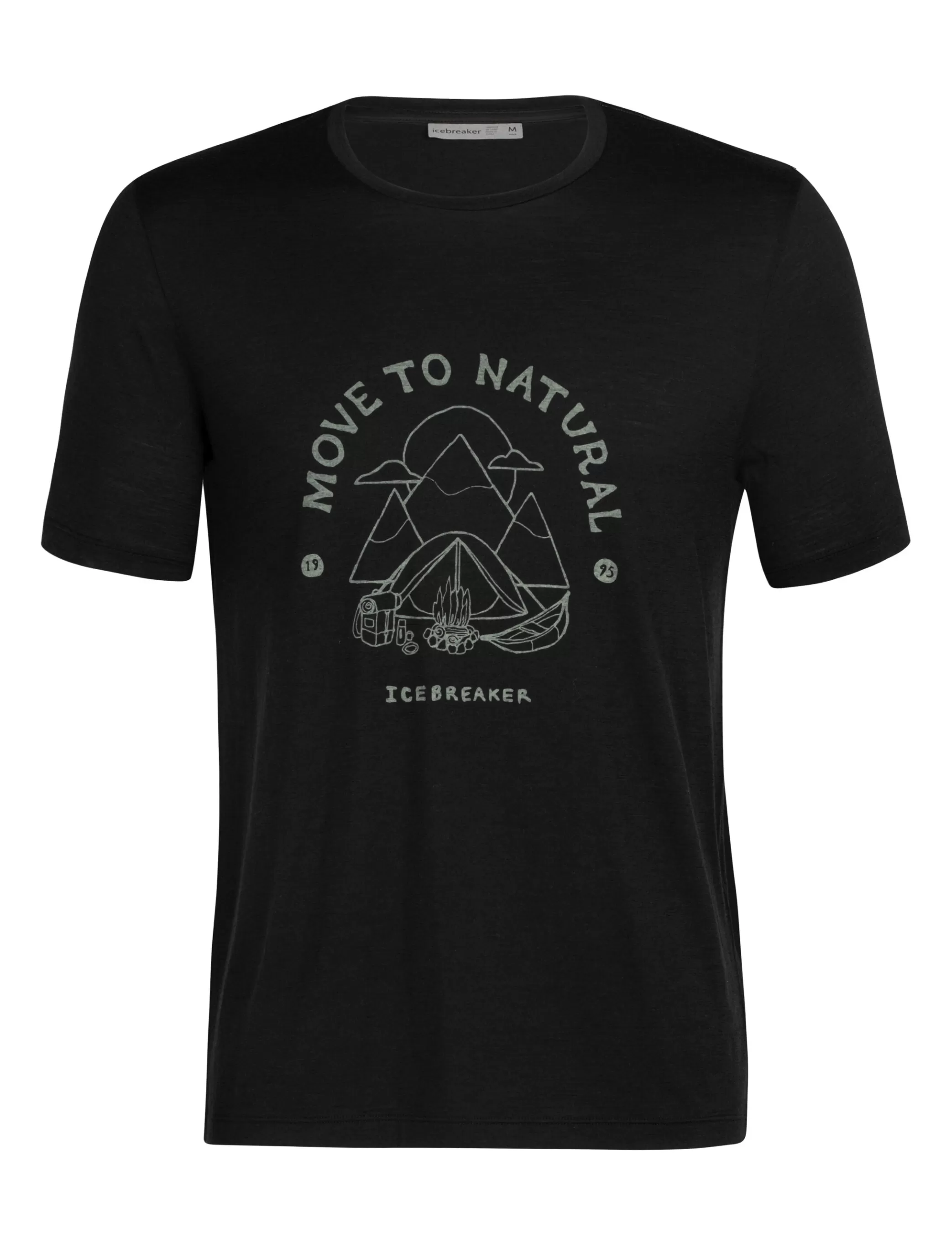 Shop icebreaker Men'S Merino Tech Lite Ii Short Sleeve T-Shirt Canopy Camper Black