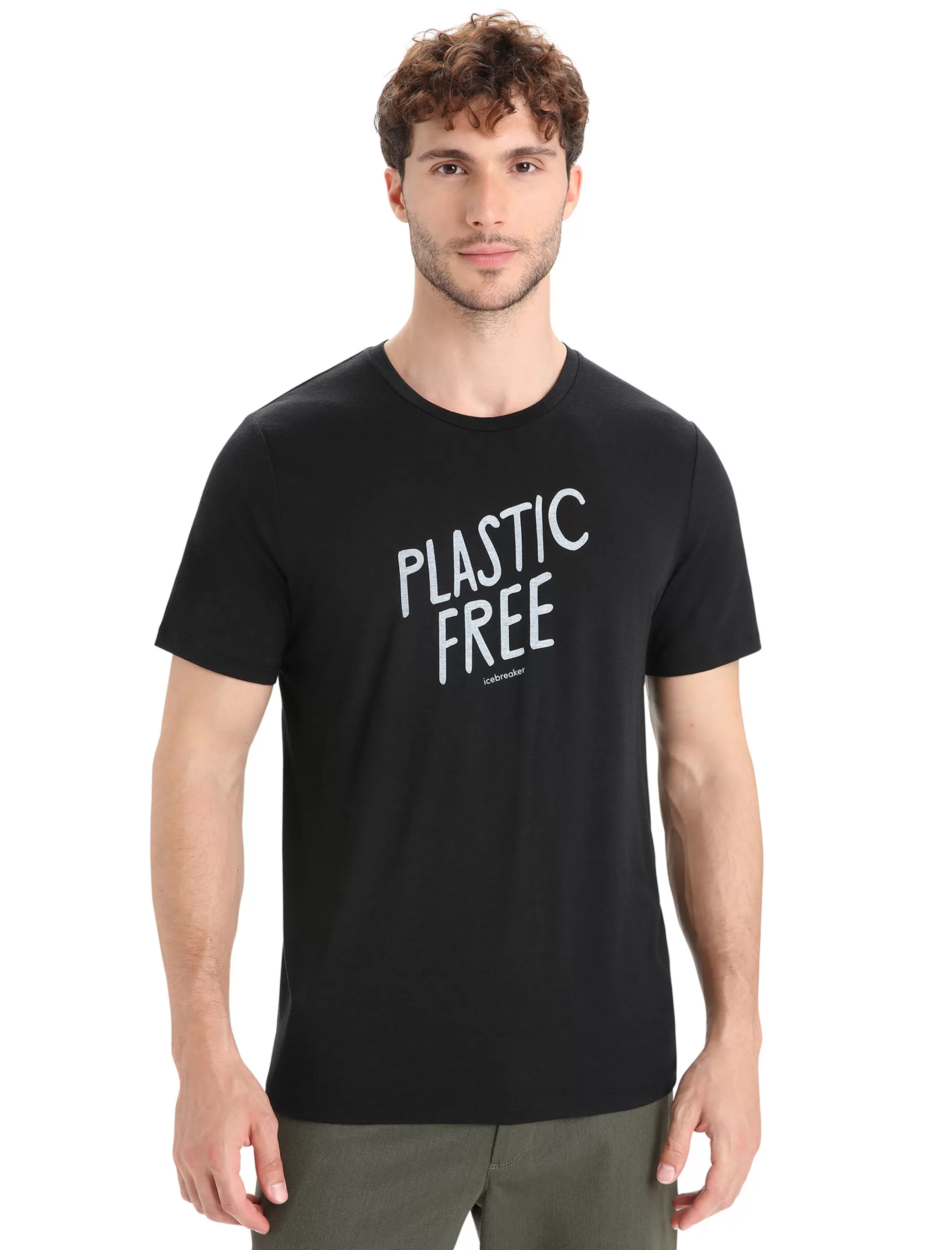 Shop icebreaker Men'S Merino Tech Lite Ii Short Sleeve T-Shirt Natural Black