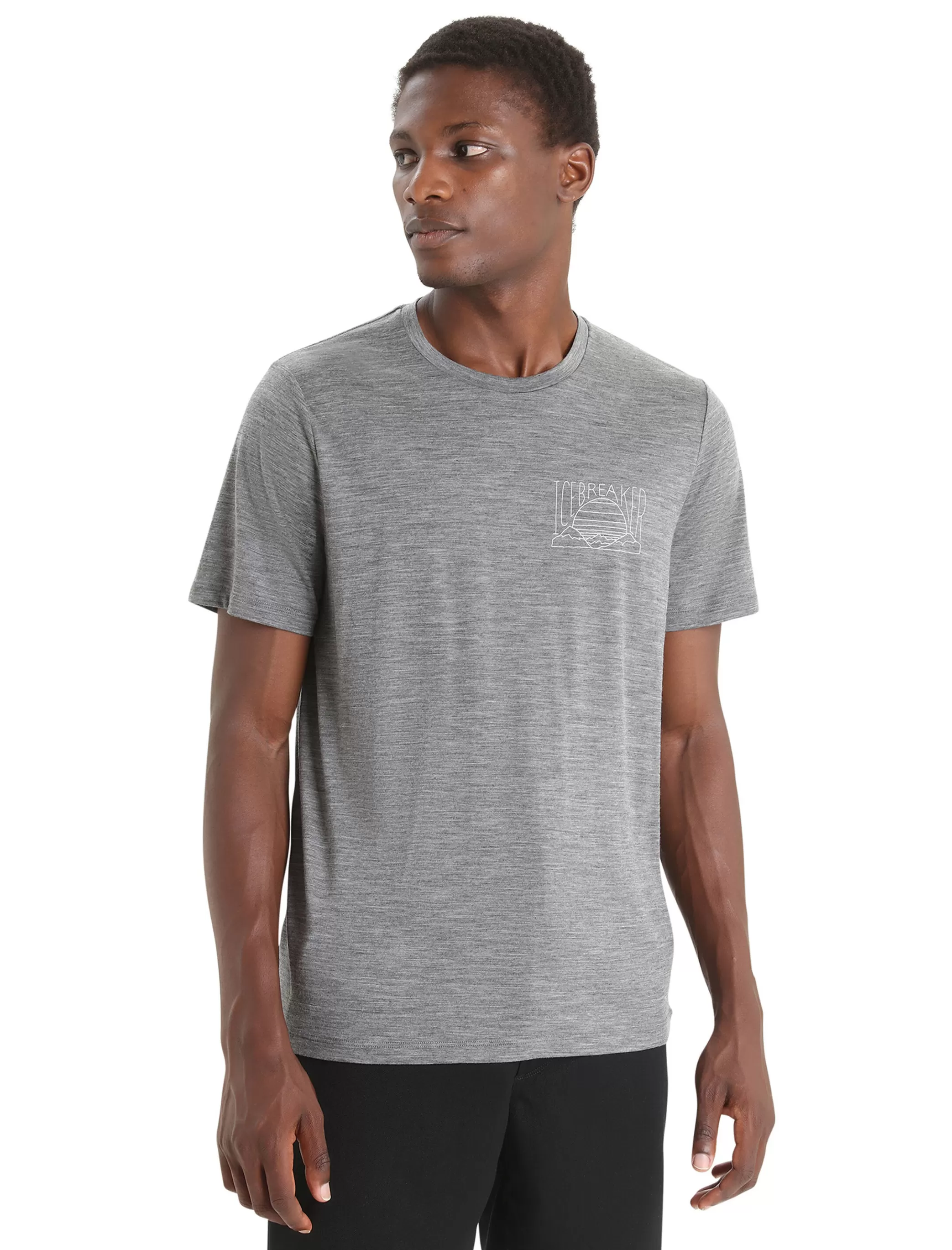 Flash Sale icebreaker Men'S Merino Tech Lite Ii Short Sleeve T-Shirt Mountain Sunset Gritstone Heather