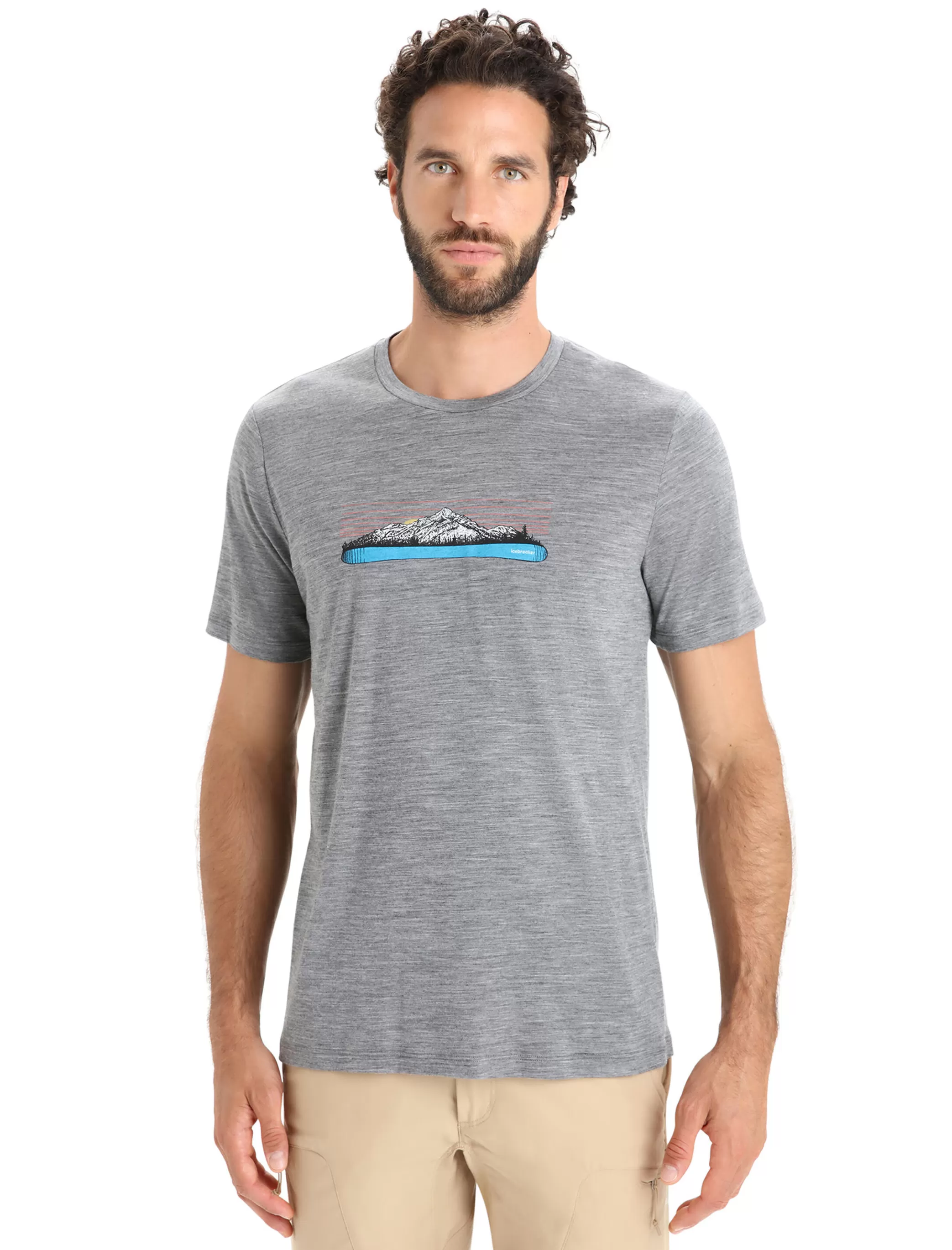 Fashion icebreaker Men'S Merino Tech Lite Ii Short Sleeve T-Shirt Ski Fields Gritstone Heather