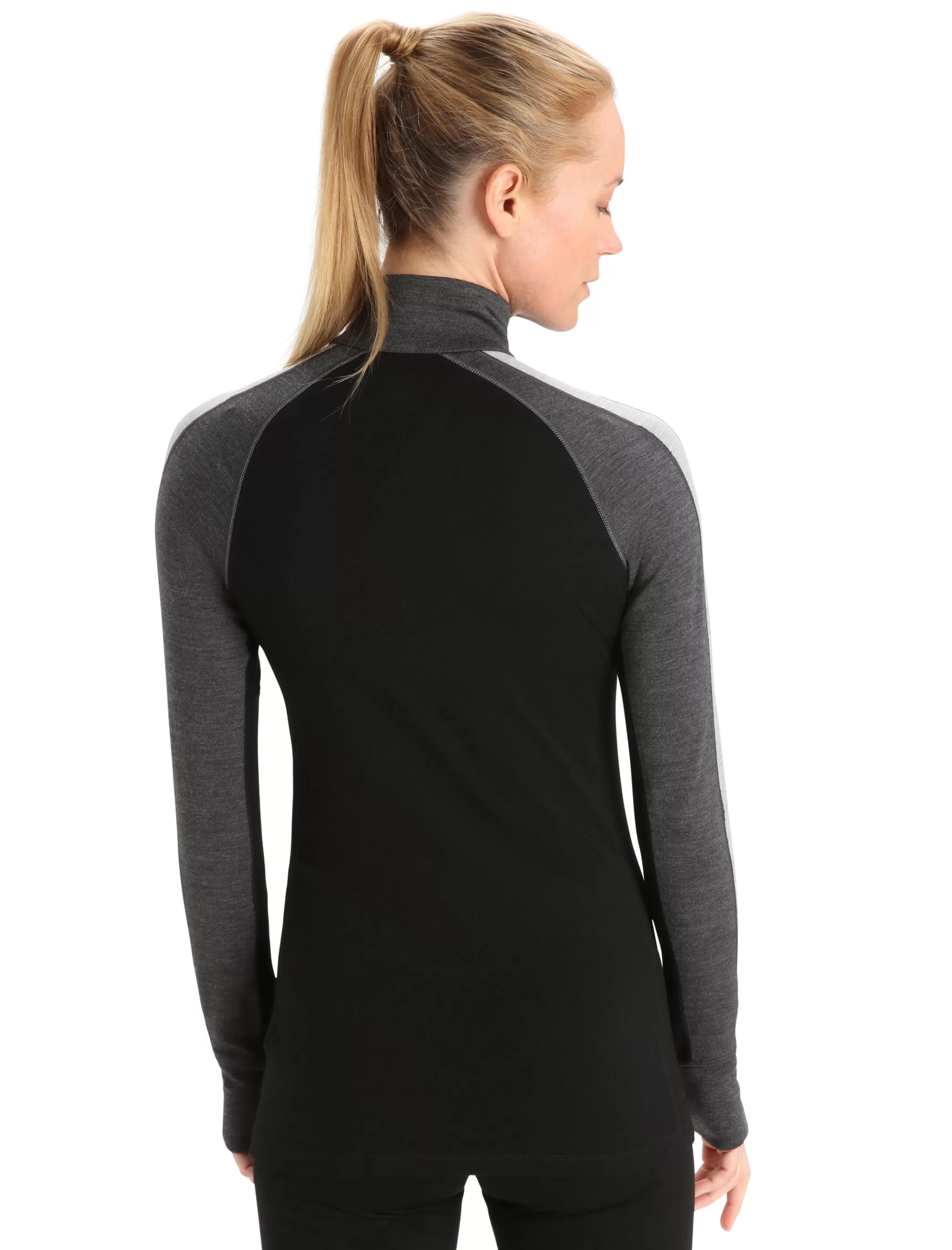 Cheap icebreaker Women'S 260 Zoneknit™ Merino Long Sleeve Half Zip Thermal Top Jet Heather/Black