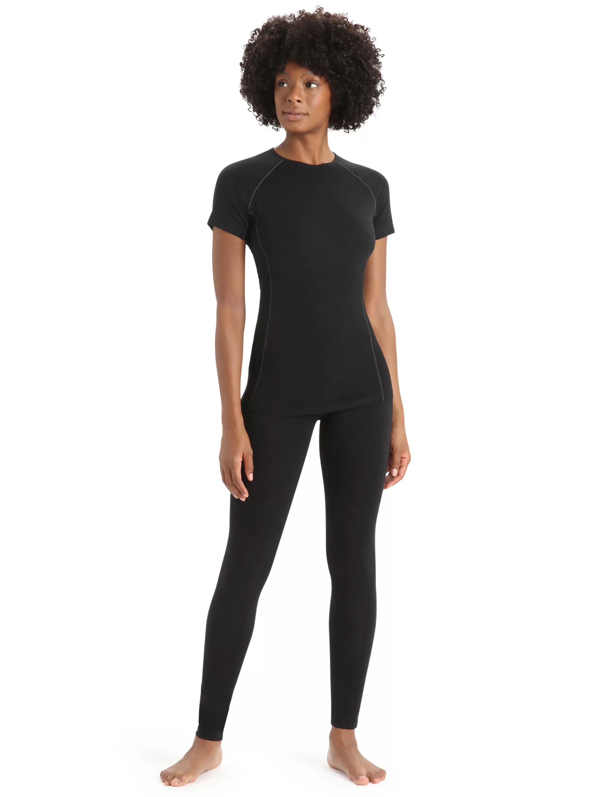 Fashion icebreaker Women'S Bodyfitzone™ Merino 150 Zone Short Sleeve Crew Neck Thermal Top Black