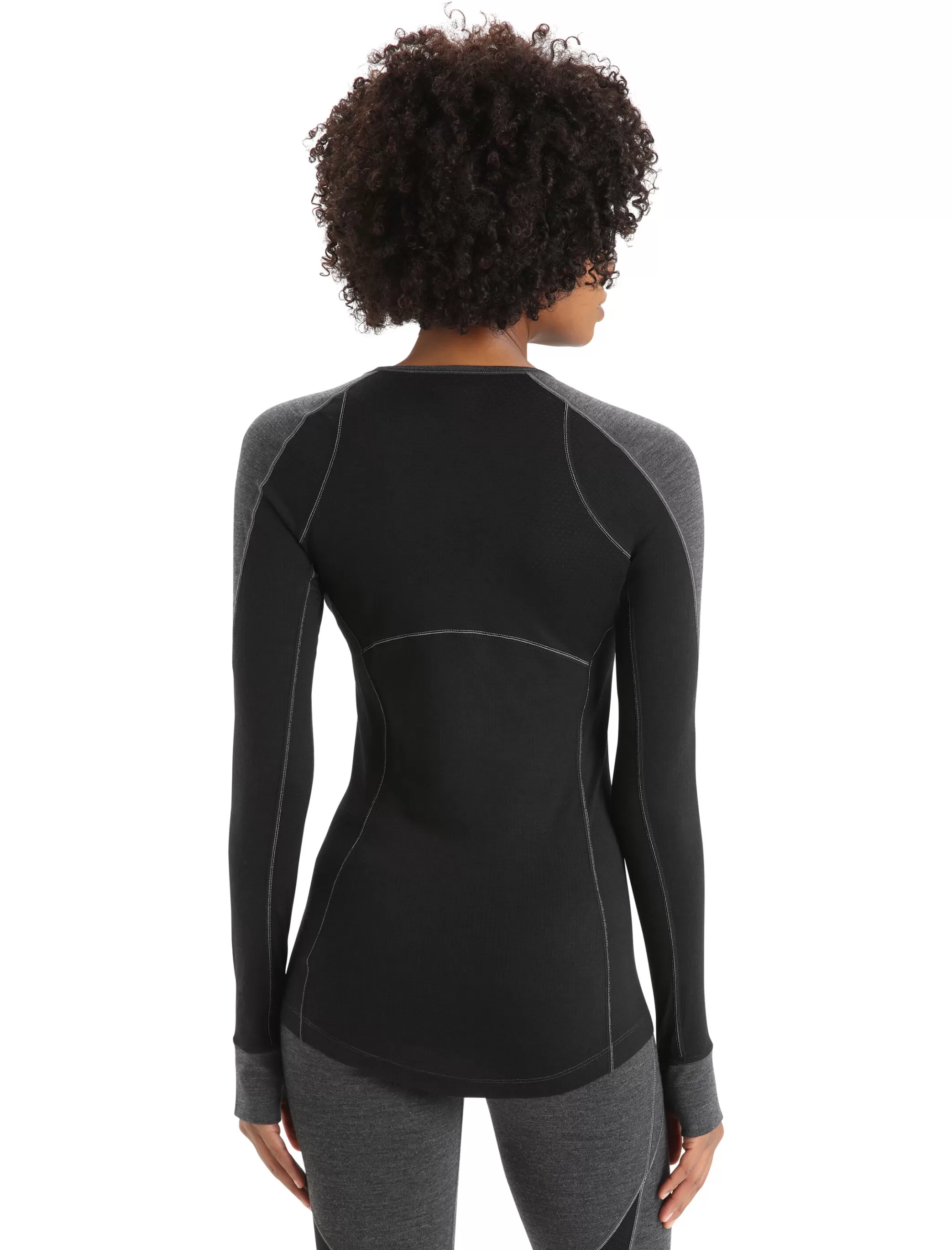 Fashion icebreaker Women'S Bodyfitzone™ Merino 260 Zone Long Sleeve Crew Neck Thermal Top Jet Heather/Black