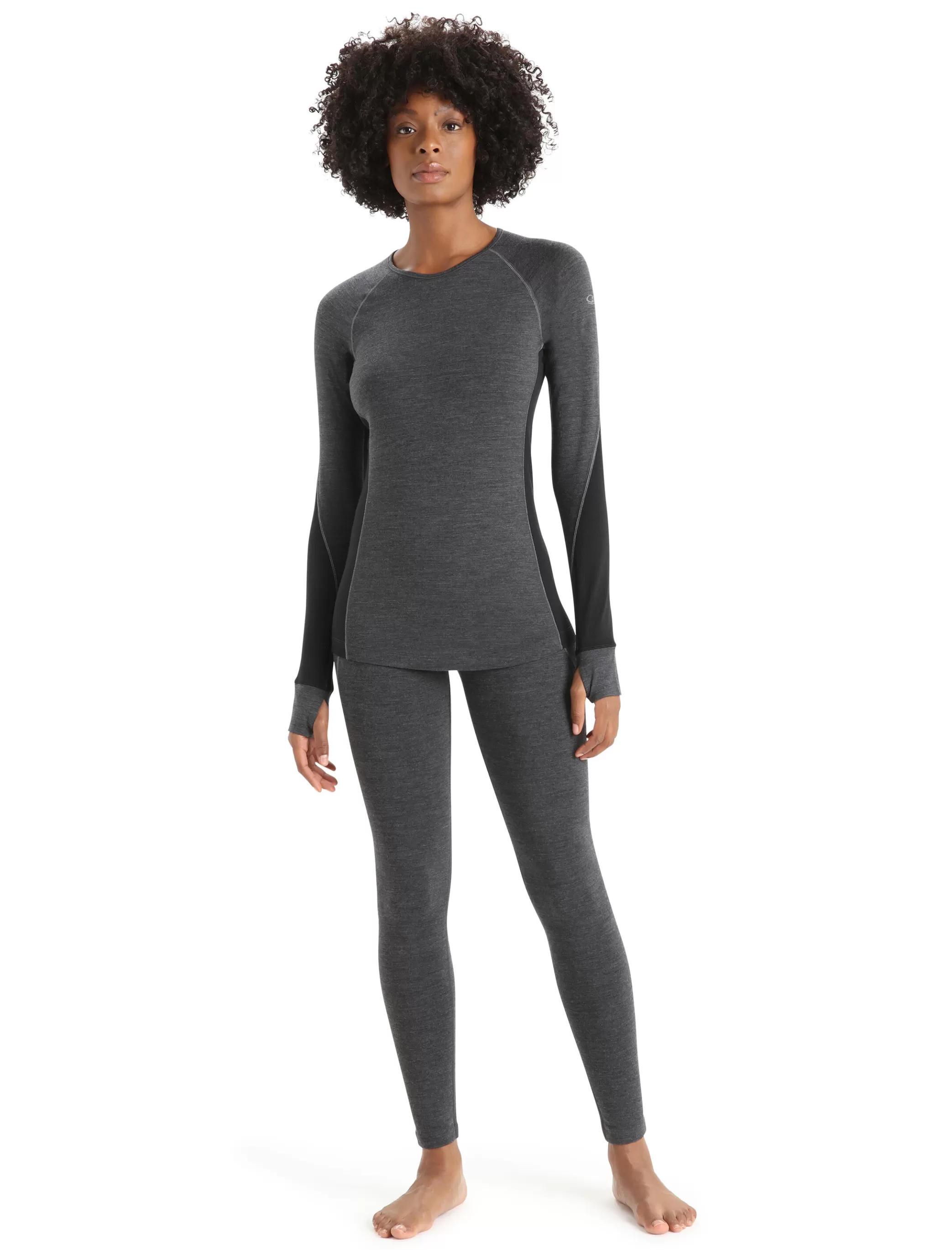 Fashion icebreaker Women'S Bodyfitzone™ Merino 260 Zone Long Sleeve Crew Neck Thermal Top Jet Heather/Black