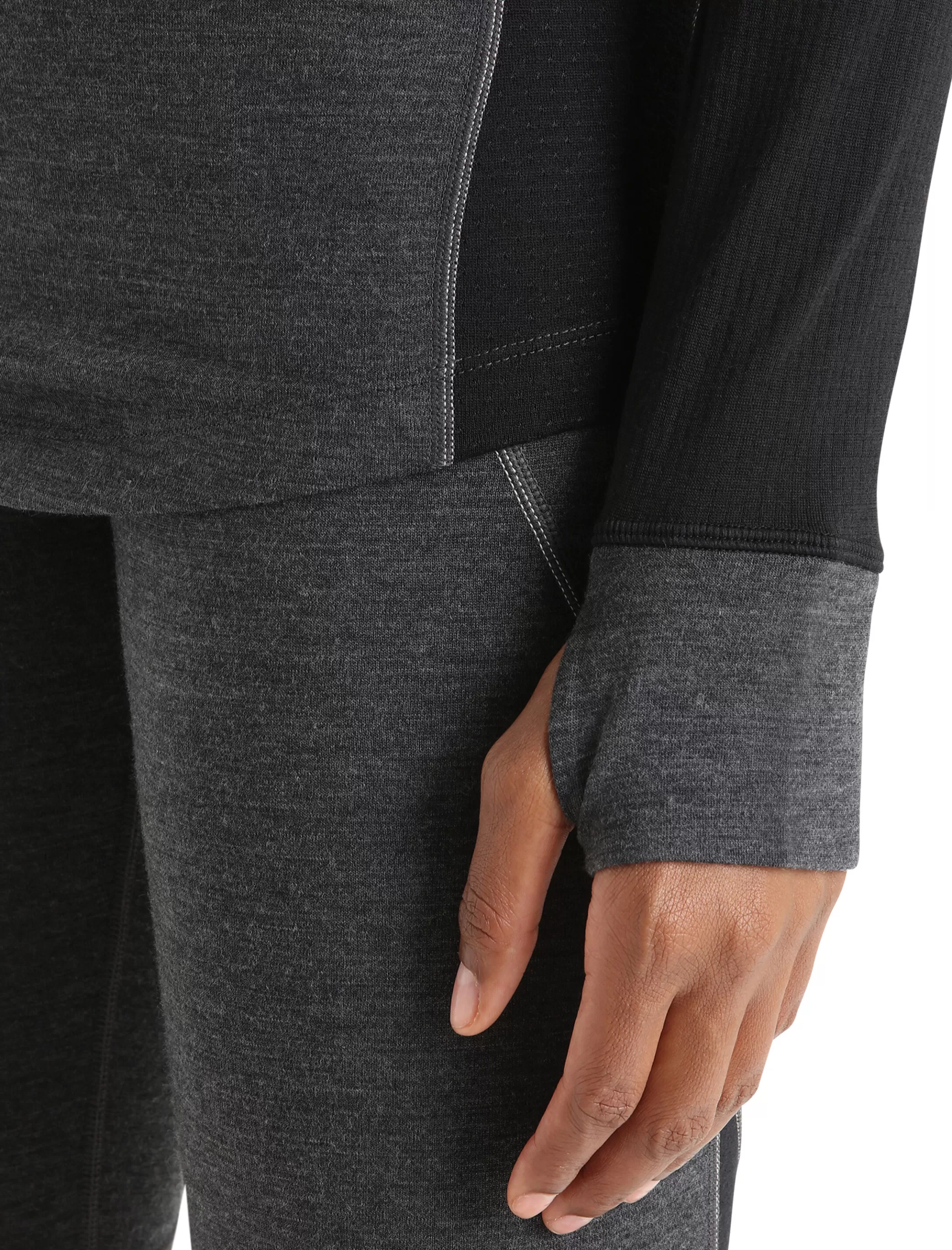 Fashion icebreaker Women'S Bodyfitzone™ Merino 260 Zone Long Sleeve Crew Neck Thermal Top Jet Heather/Black