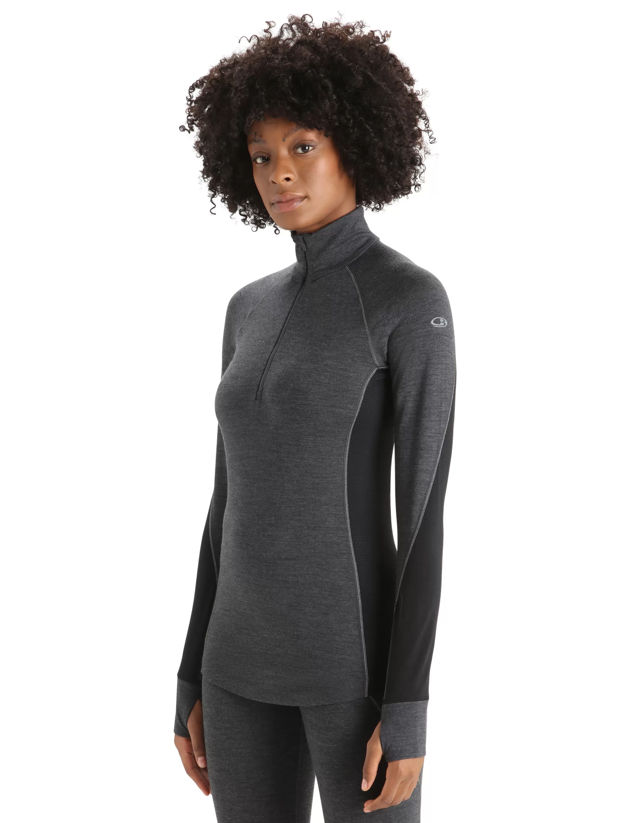 Cheap icebreaker Women'S Bodyfitzone™ Merino 260 Zone Long Sleeve Half Zip Thermal Top Jet Heather/Black