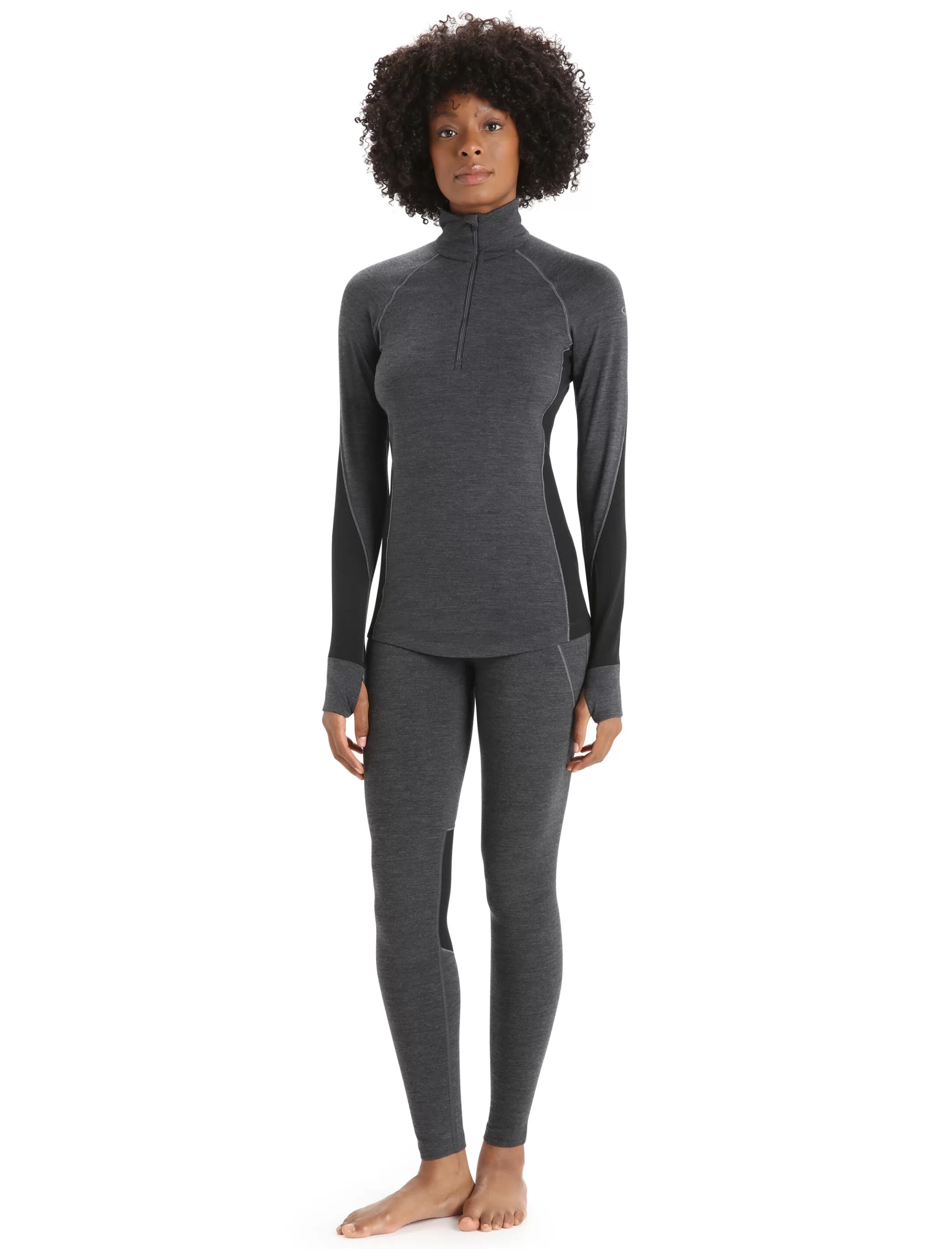 Cheap icebreaker Women'S Bodyfitzone™ Merino 260 Zone Long Sleeve Half Zip Thermal Top Jet Heather/Black