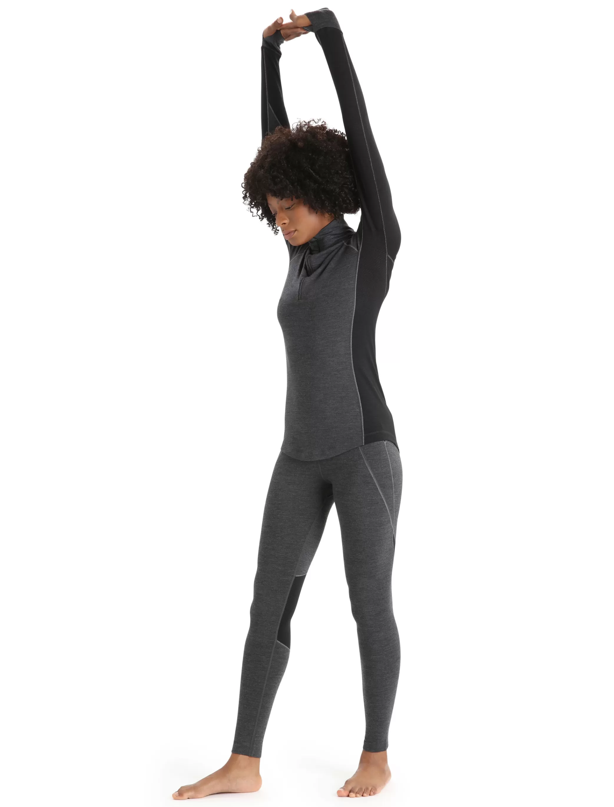 Cheap icebreaker Women'S Bodyfitzone™ Merino 260 Zone Long Sleeve Half Zip Thermal Top Jet Heather/Black