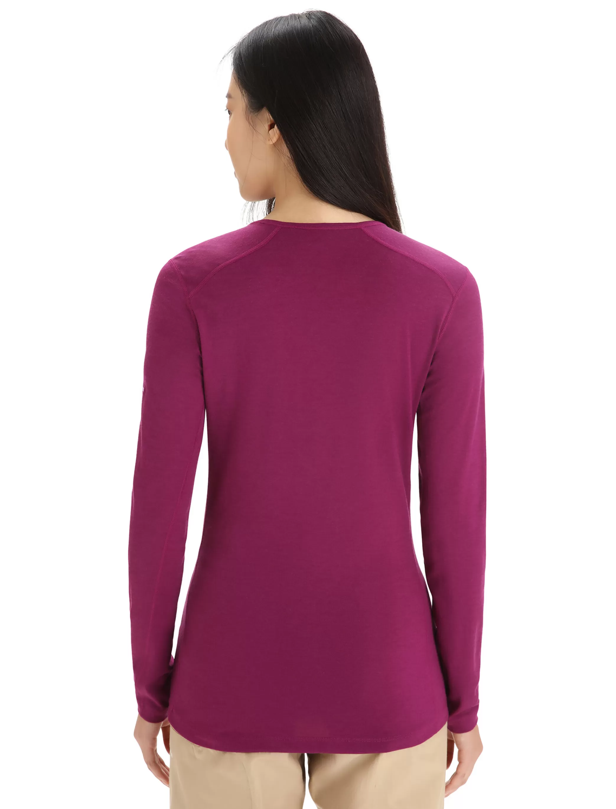 Cheap icebreaker Women'S Merino 200 Oasis Long Sleeve Crewe Thermal Top Moon Phase Go Berry