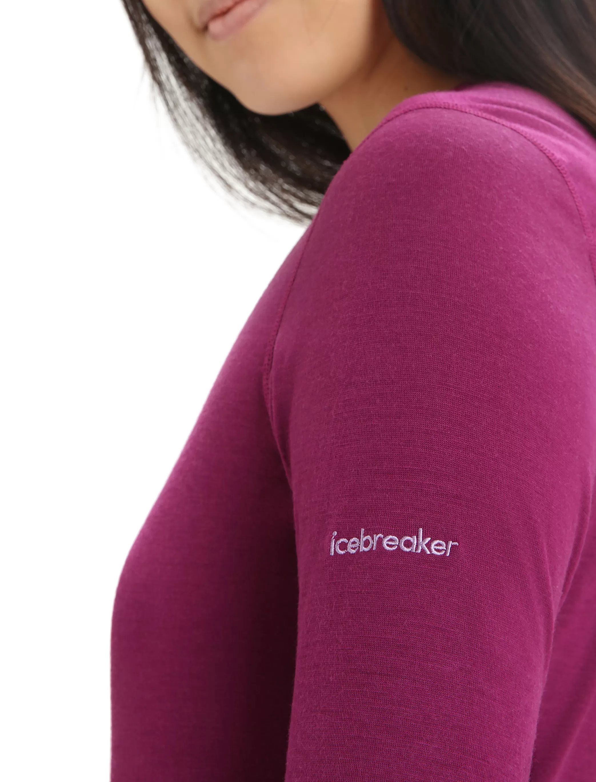 Cheap icebreaker Women'S Merino 200 Oasis Long Sleeve Crewe Thermal Top Moon Phase Go Berry