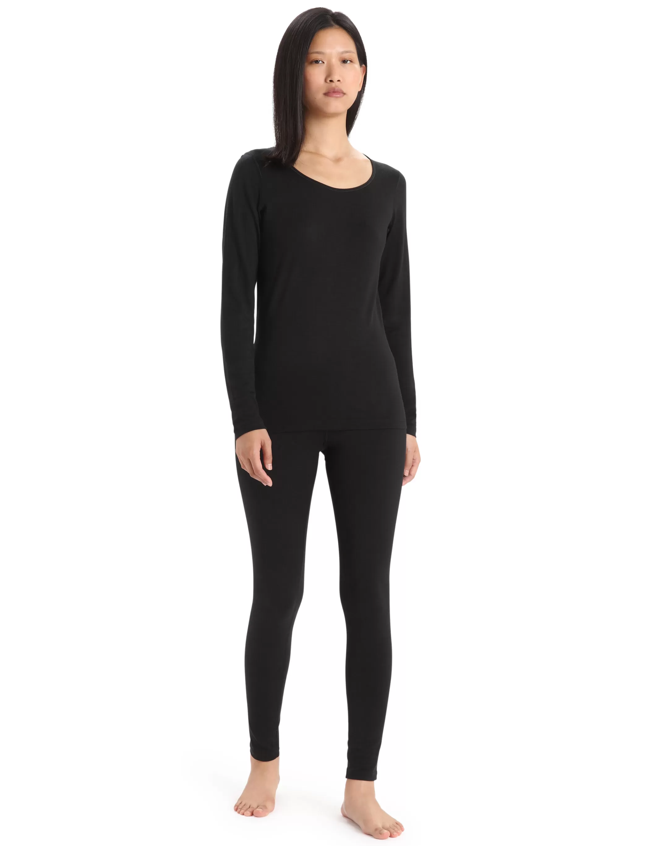 Cheap icebreaker Women'S Merino 200 Oasis Long Sleeve Scoop Neck Thermal Top Black