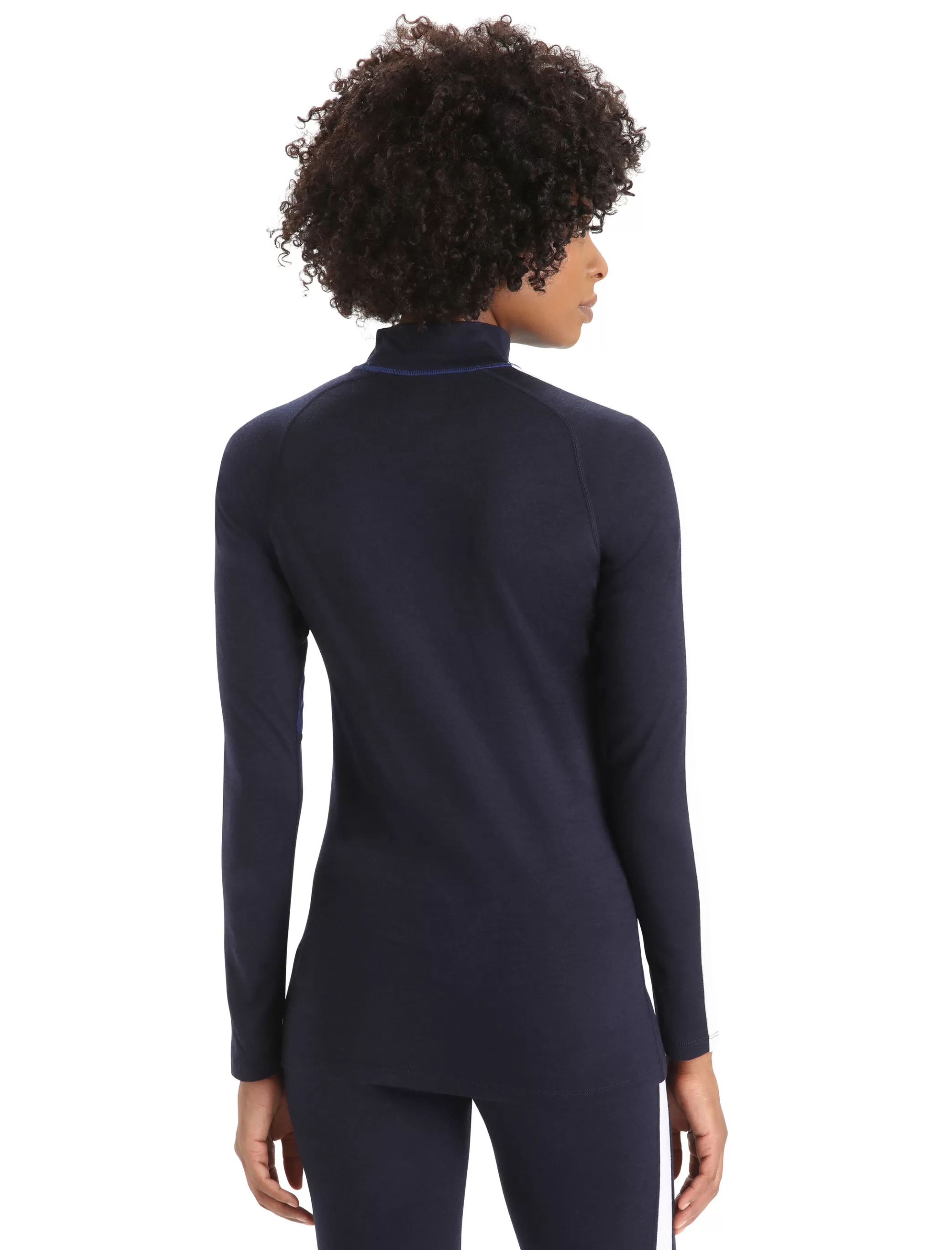 Best Sale icebreaker Women'S Merino 200 Sonebula Long Sleeve High Neck Thermal Top Midnight Navy/Royal Navy