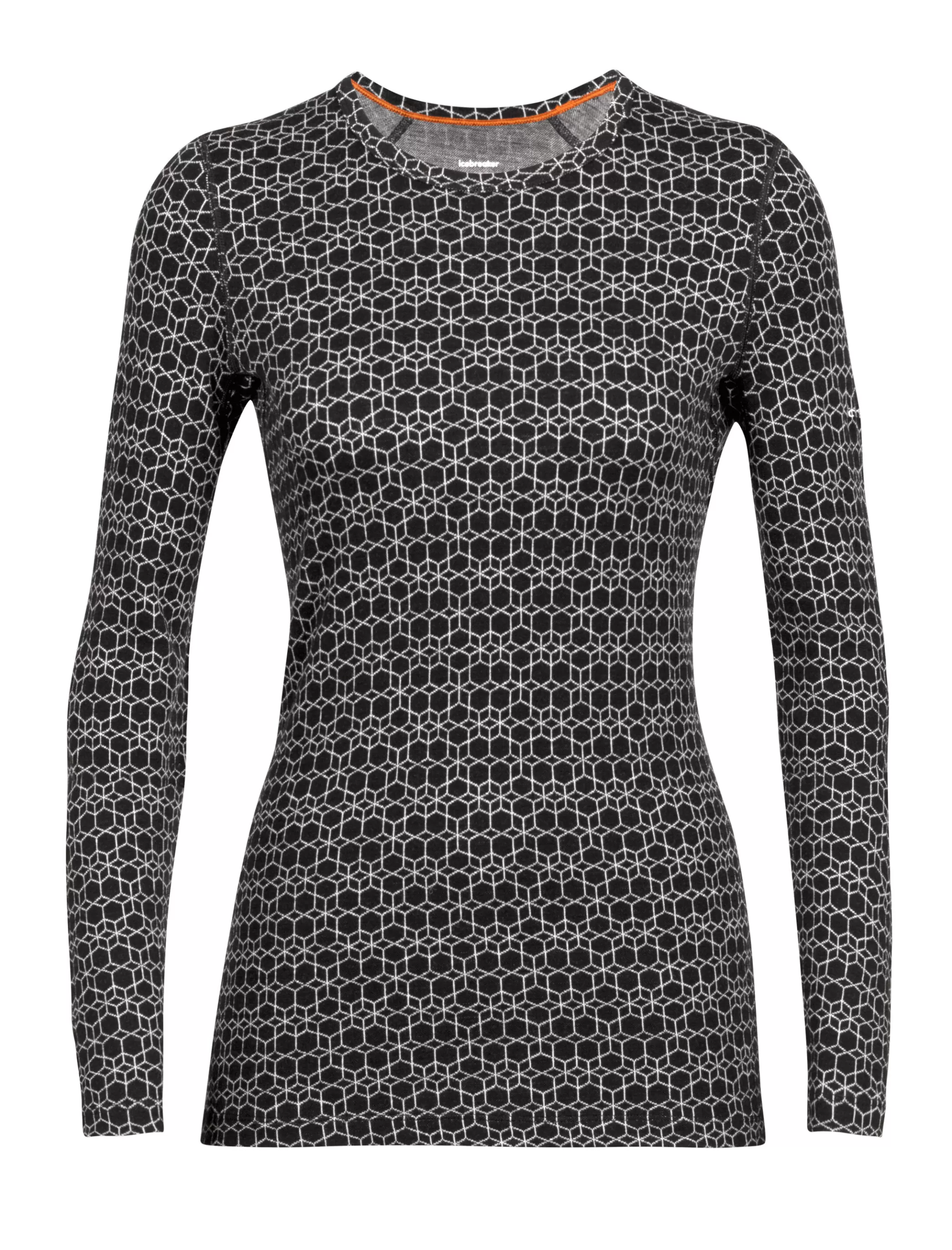 Flash Sale icebreaker Women'S Merino 250 Vertex Long Sleeve Crew Thermal Top Alpine Geo Black/Snow