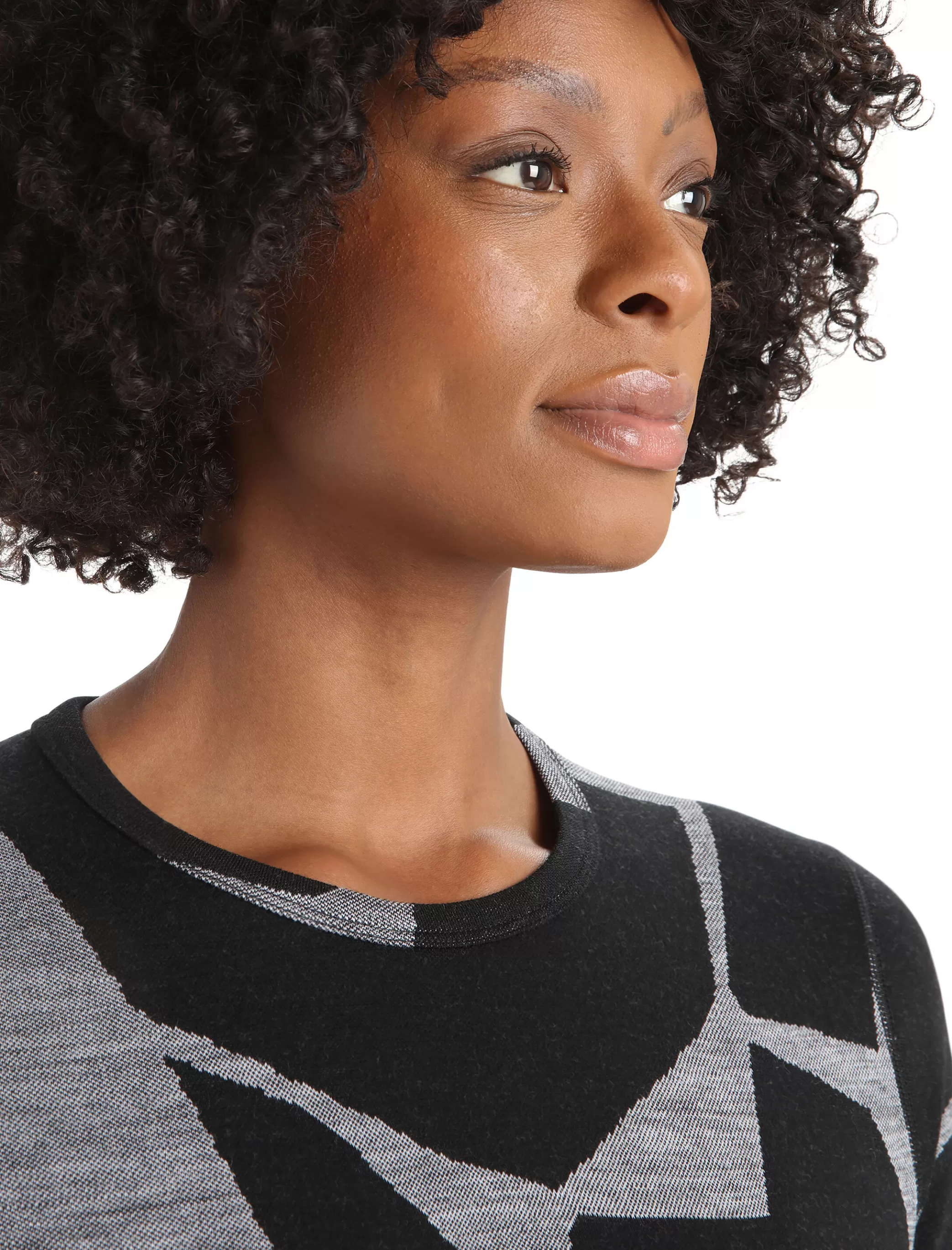 Clearance icebreaker Women'S Merino 250 Vertex Long Sleeve Crewe Thermal Top Fractured Landscapes Black/Jet Heather
