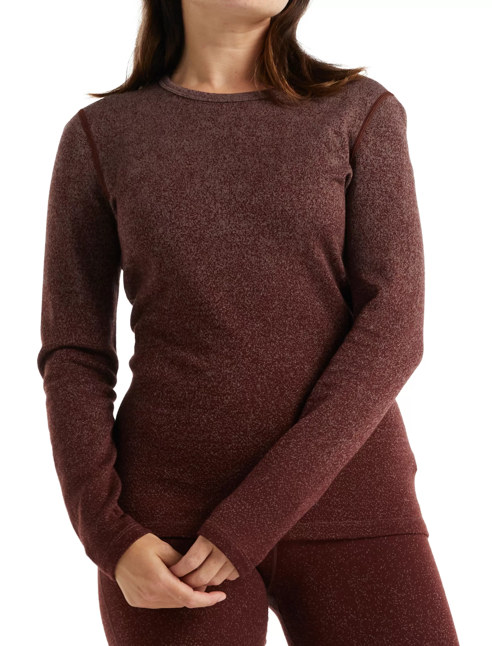 Sale icebreaker Women'S Merino 250 Vertex Long Sleeve Crewe Thermal Top Into The Deep Mink/Espresso