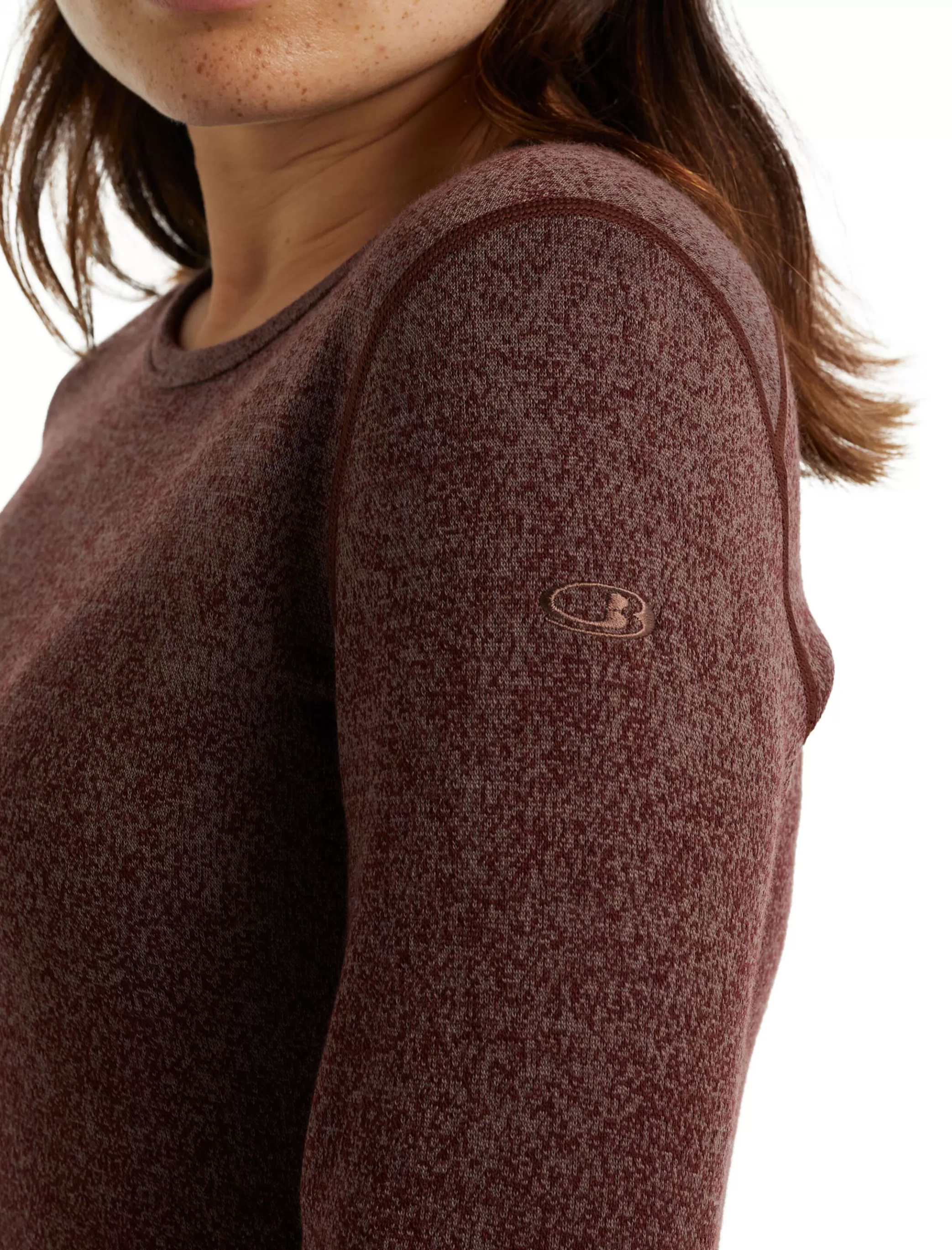 Sale icebreaker Women'S Merino 250 Vertex Long Sleeve Crewe Thermal Top Into The Deep Mink/Espresso