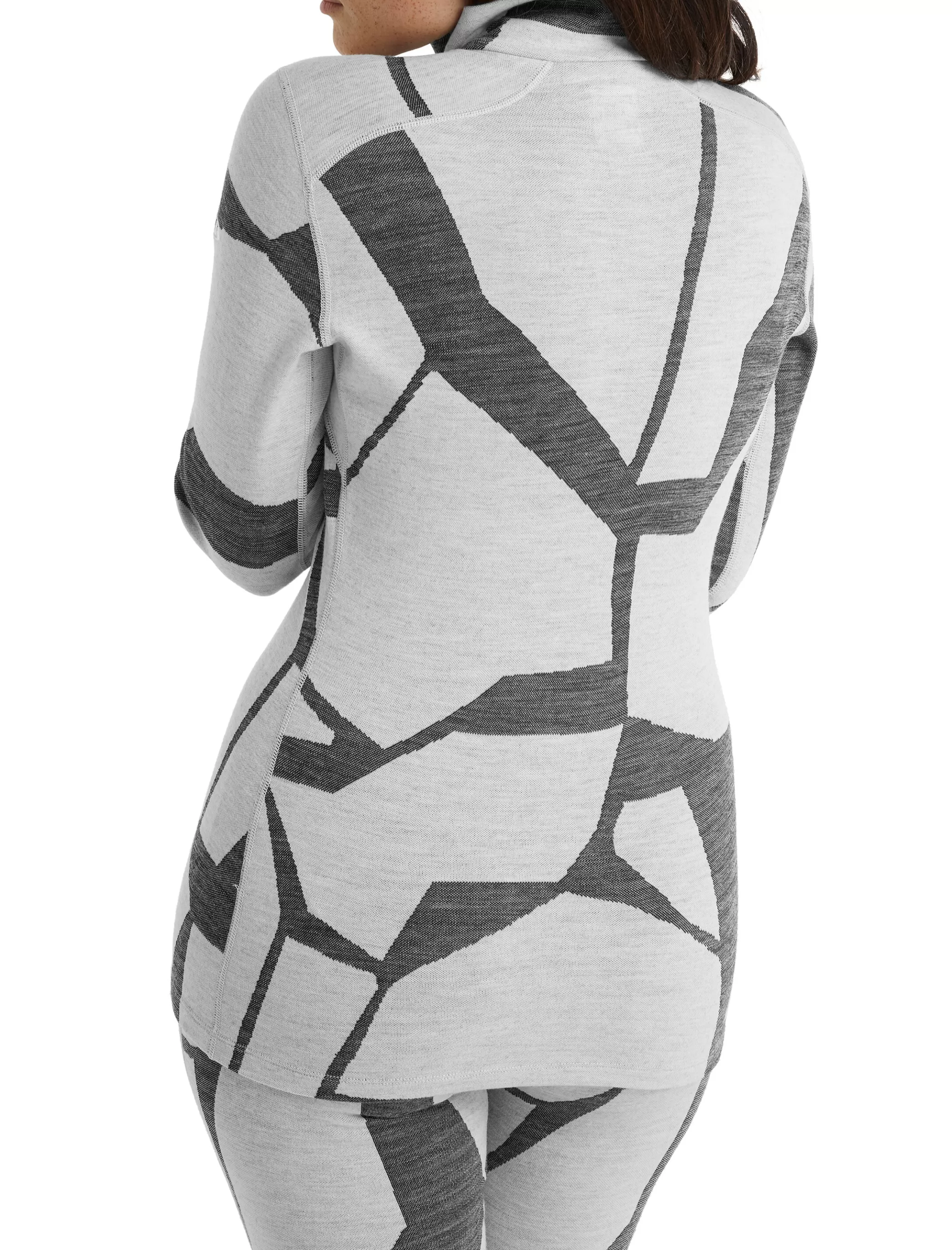 Clearance icebreaker Women'S Merino 250 Vertex Long Sleeve Half Zip Thermal Top Fractured Landscapes Snow/Jet Heather