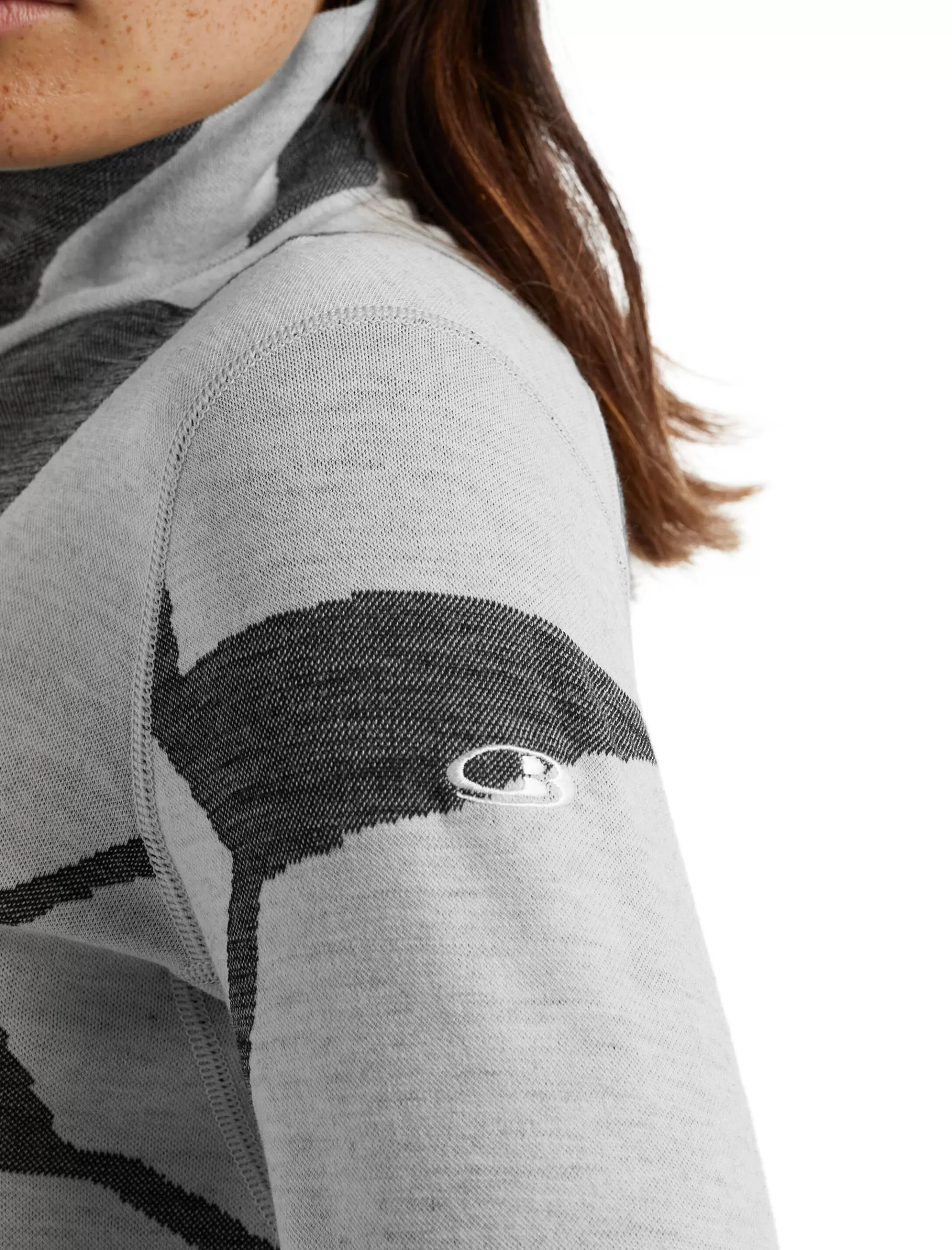 Clearance icebreaker Women'S Merino 250 Vertex Long Sleeve Half Zip Thermal Top Fractured Landscapes Snow/Jet Heather