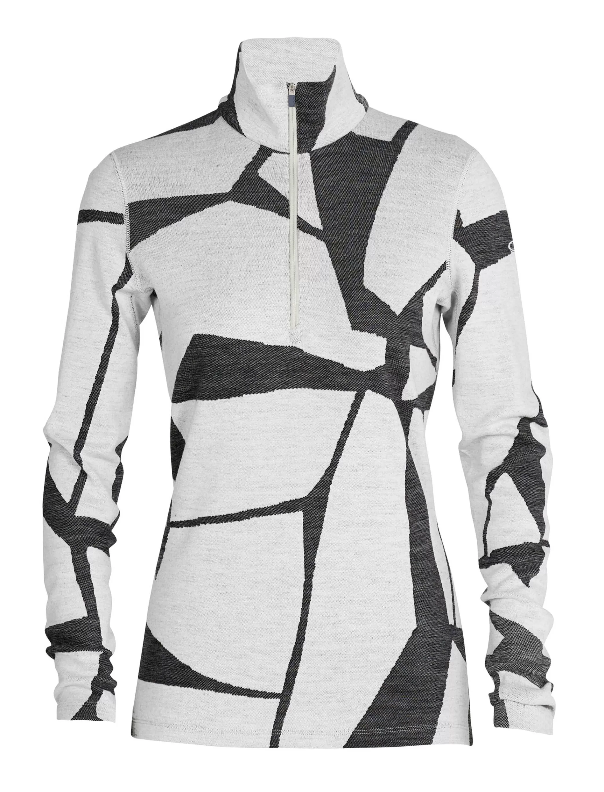 Clearance icebreaker Women'S Merino 250 Vertex Long Sleeve Half Zip Thermal Top Fractured Landscapes Snow/Jet Heather
