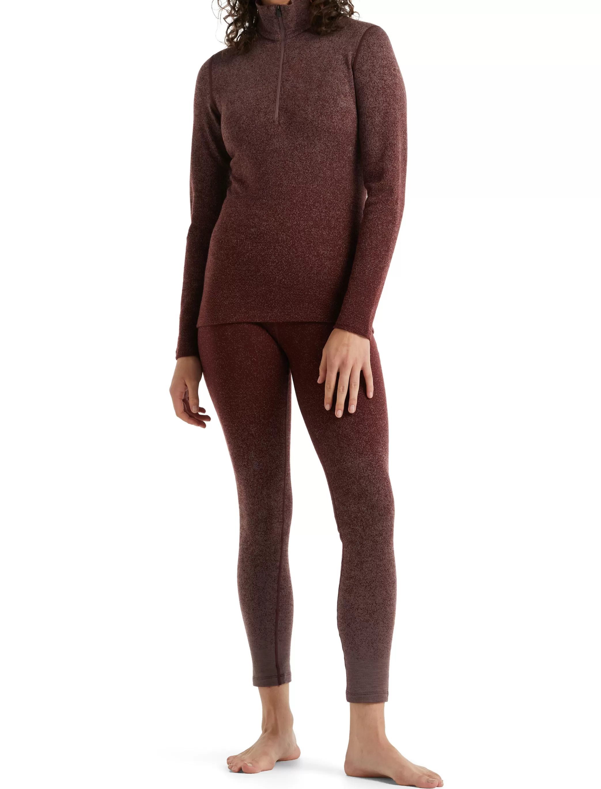 Sale icebreaker Women'S Merino 250 Vertex Long Sleeve Half Zip Thermal Top Into The Deep Mink/Espresso