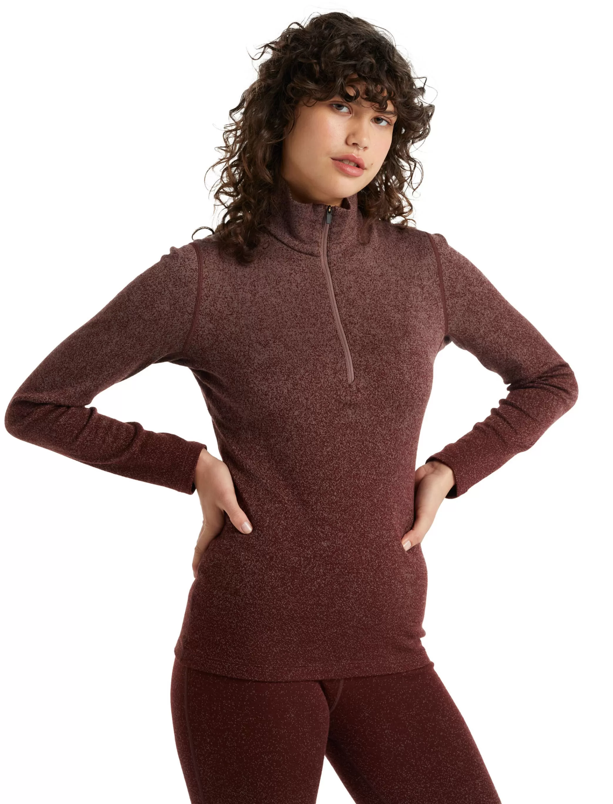 Sale icebreaker Women'S Merino 250 Vertex Long Sleeve Half Zip Thermal Top Into The Deep Mink/Espresso